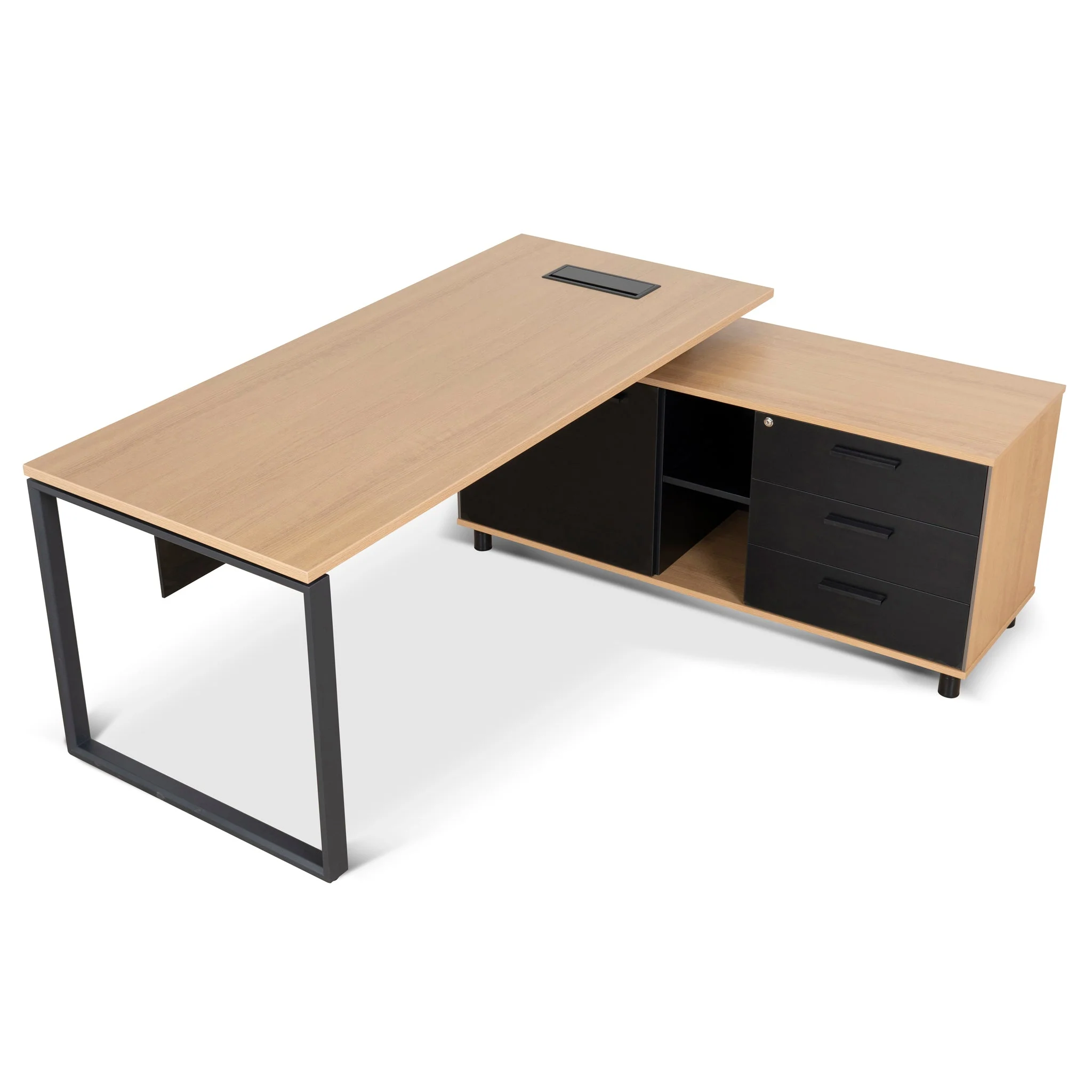 COT10187-SN 1.8m Executive Desk Right Return with Black Legs - Natural - Image 4