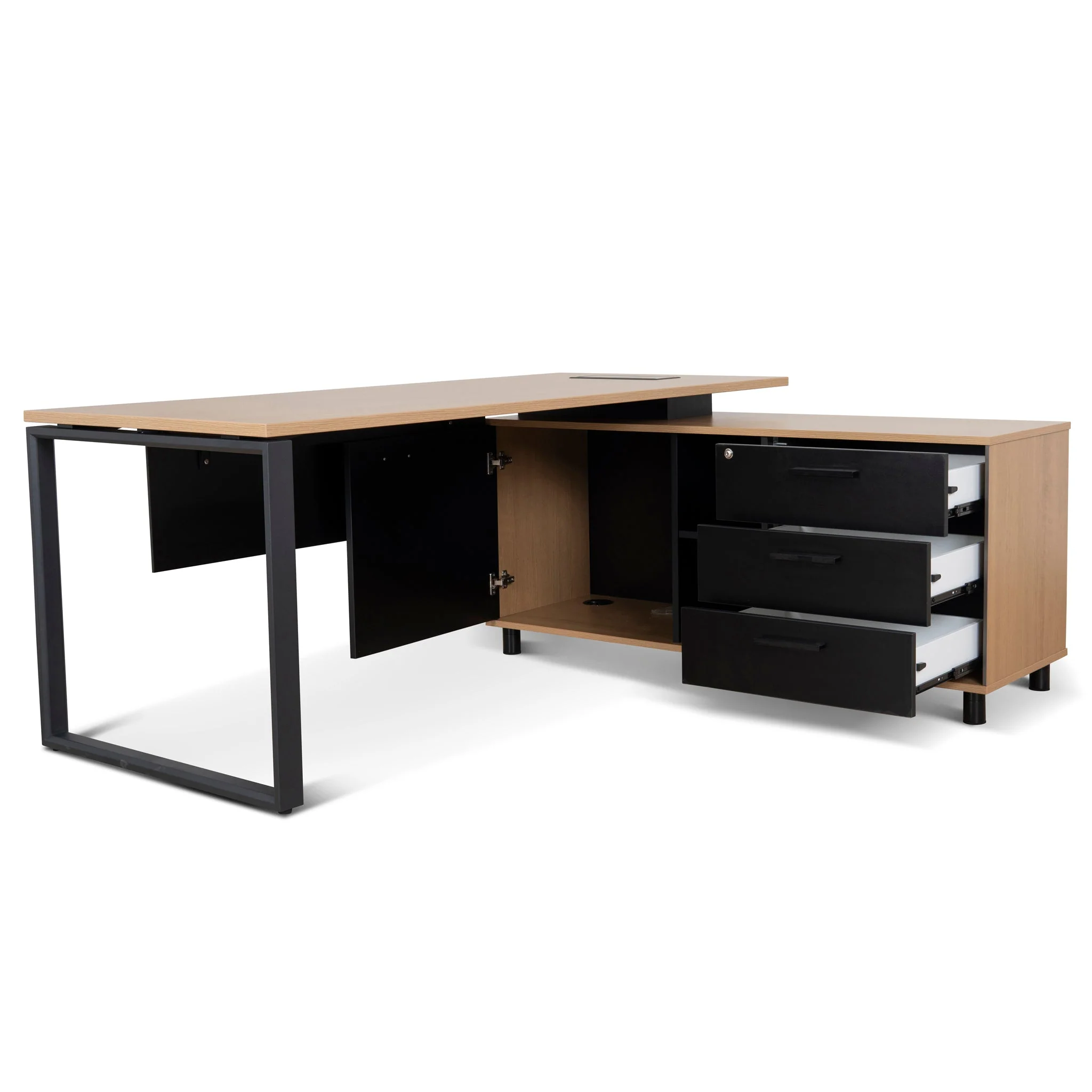 COT10187-SN 1.8m Executive Desk Right Return with Black Legs - Natural - Image 5