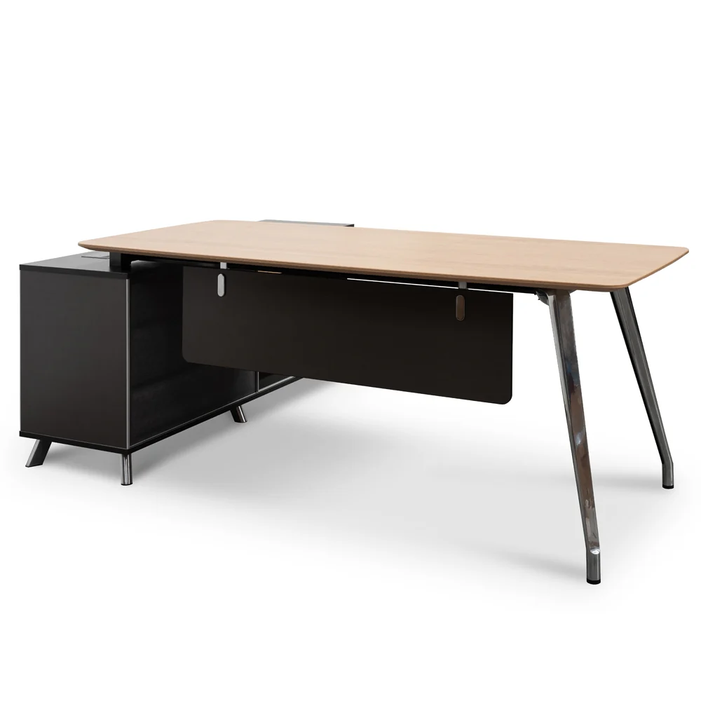 COT2343-SN 2m Right Return Office Desk - Natural - Black - Image 5