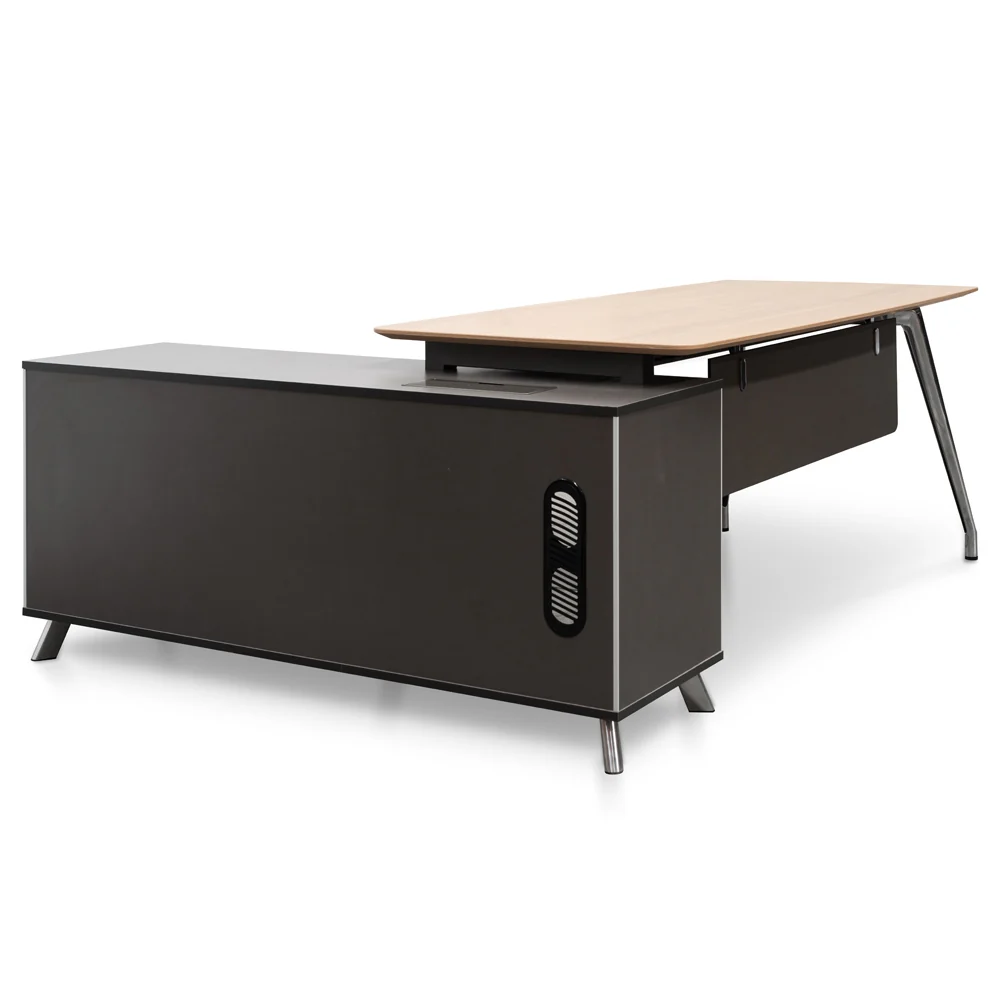 COT2343-SN 2m Right Return Office Desk - Natural - Black - Image 8