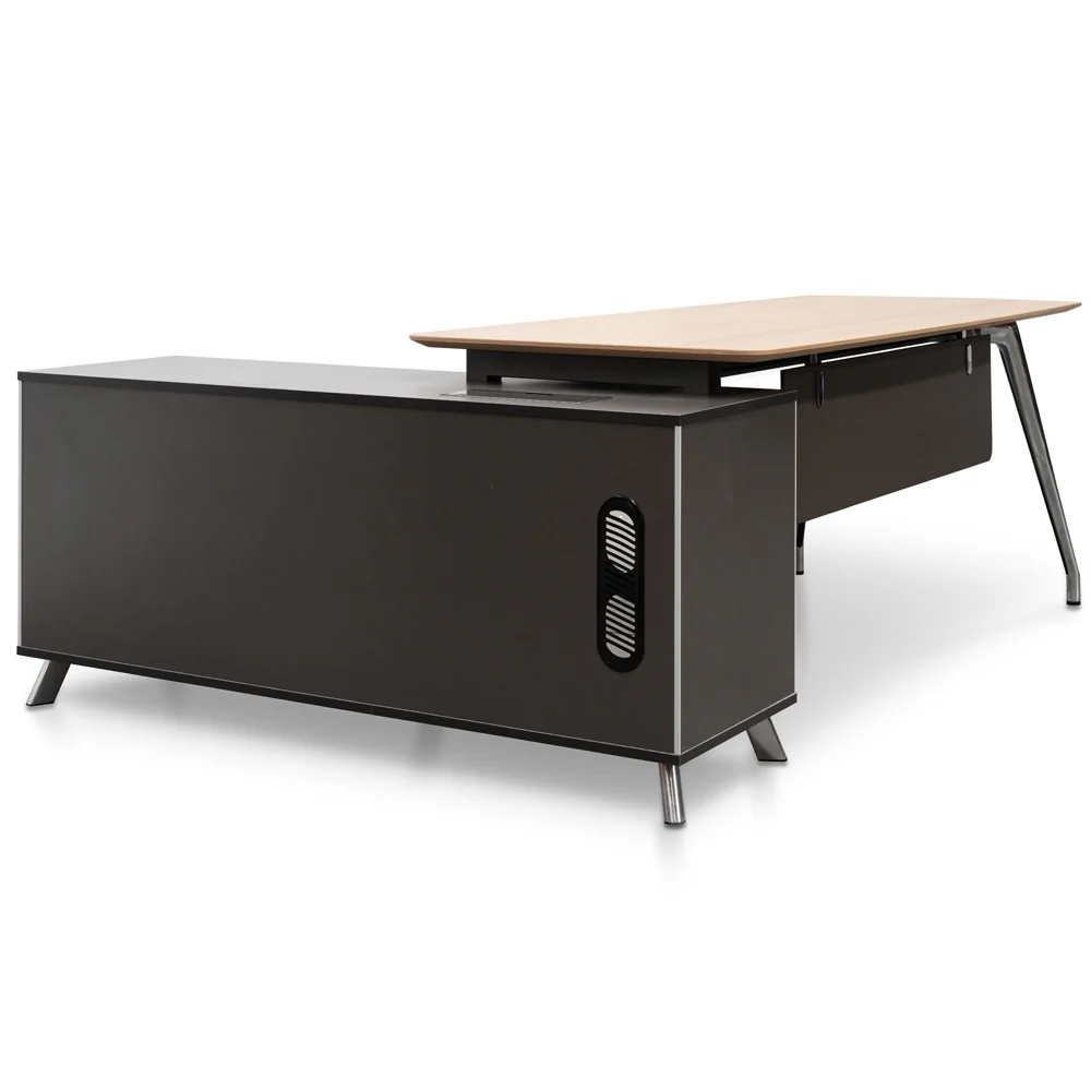 COT2343-SN 2m Right Return Office Desk - Natural - Black - Image 9