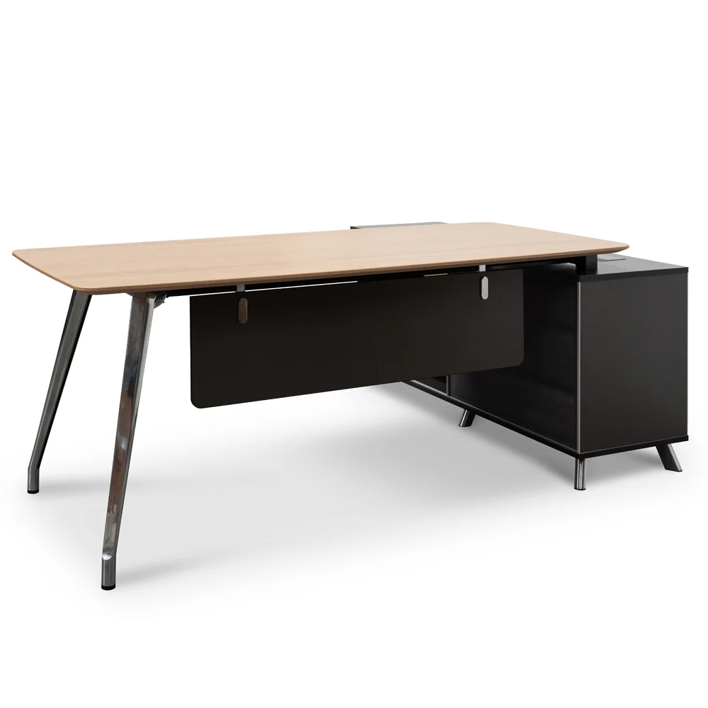 COT2344-SN 2m Left Return Office Desk - Natural - Black - Image 5