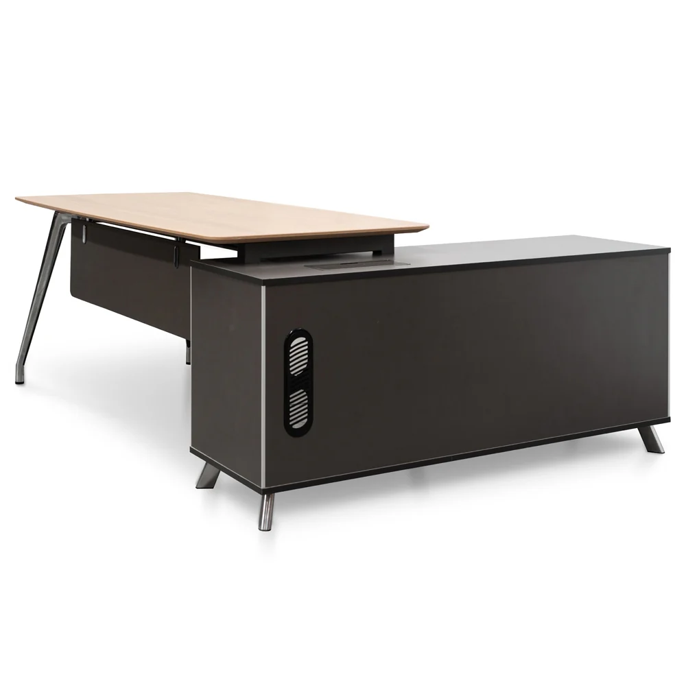 COT2344-SN 2m Left Return Office Desk - Natural - Black - Image 8