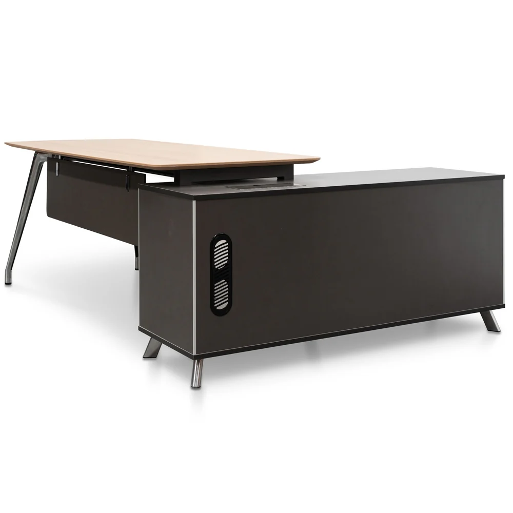 COT2344-SN 2m Left Return Office Desk - Natural - Black - Image 9