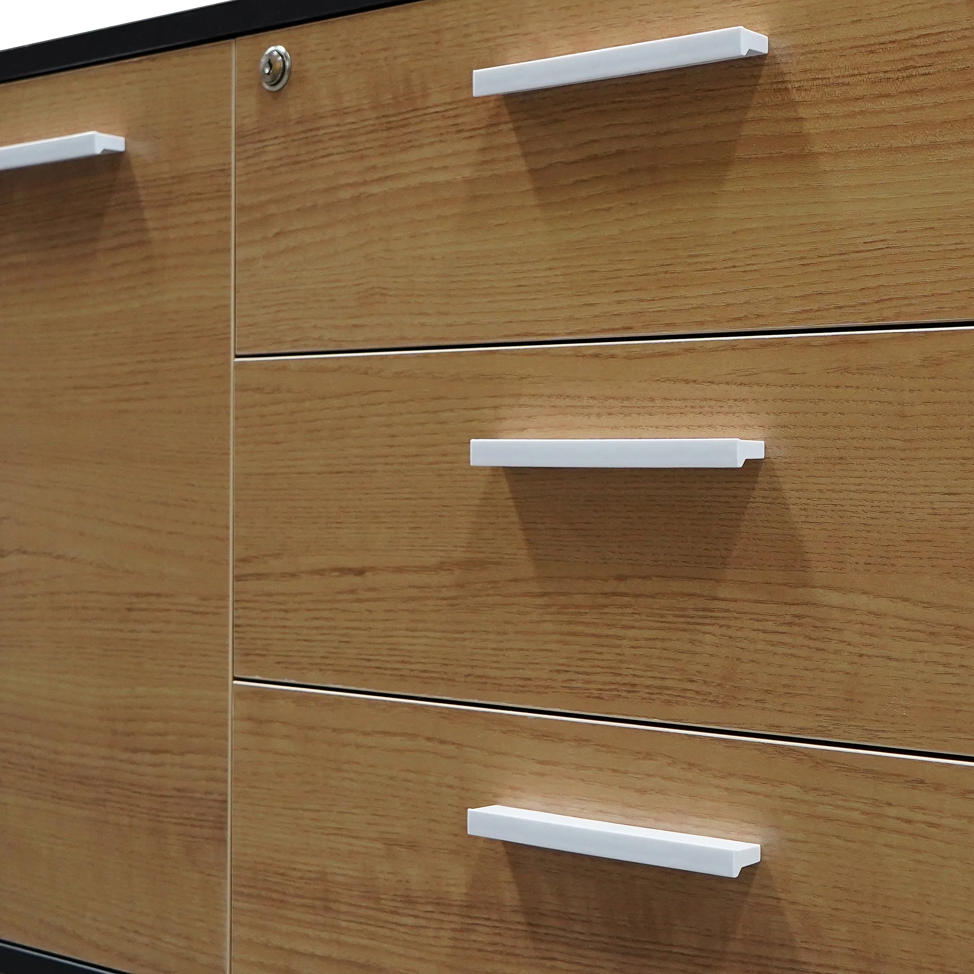 COT2861-SN 1.95m Executive Desk Right Return - Black Frame with Natural Top and Drawers - Image 11