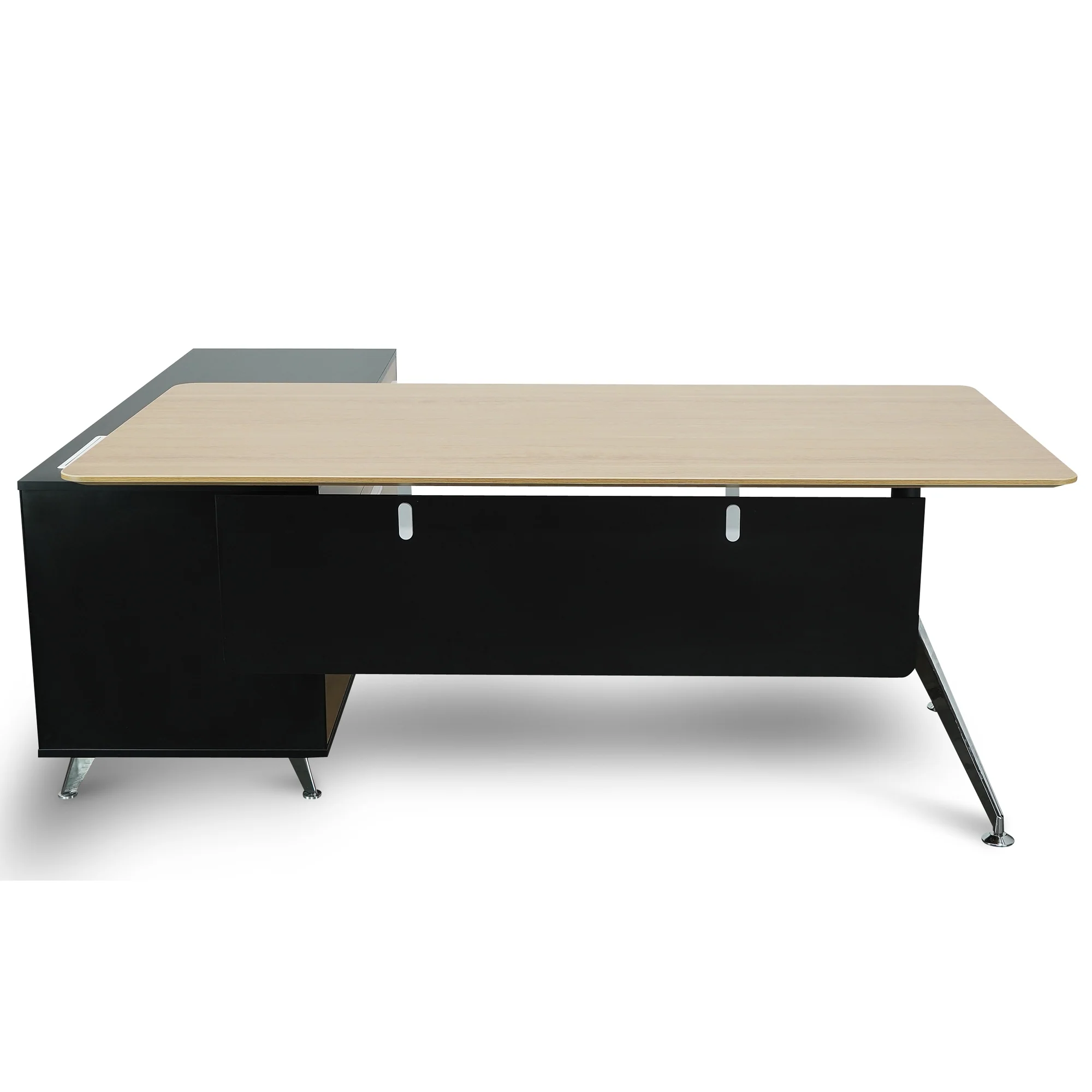COT2861-SN 1.95m Executive Desk Right Return - Black Frame with Natural Top and Drawers - Image 4