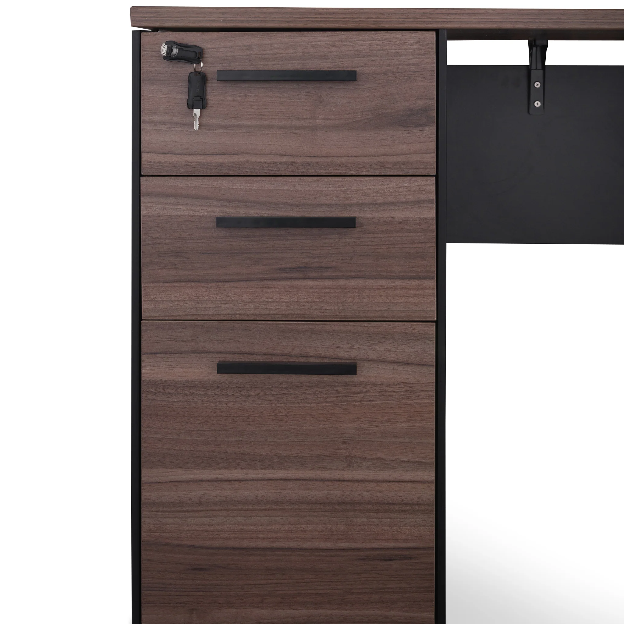 COT6162-SN 1.6m Single Seater Walnut Office Desk - Black Legs - Image 6