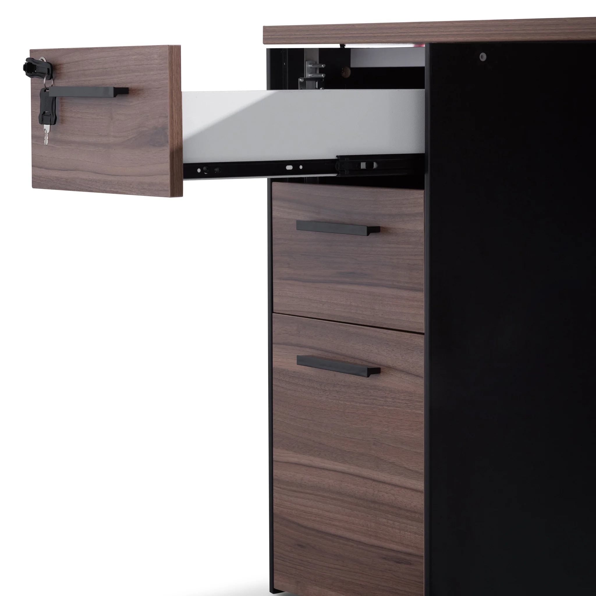 COT6162-SN 1.6m Single Seater Walnut Office Desk - Black Legs - Image 7