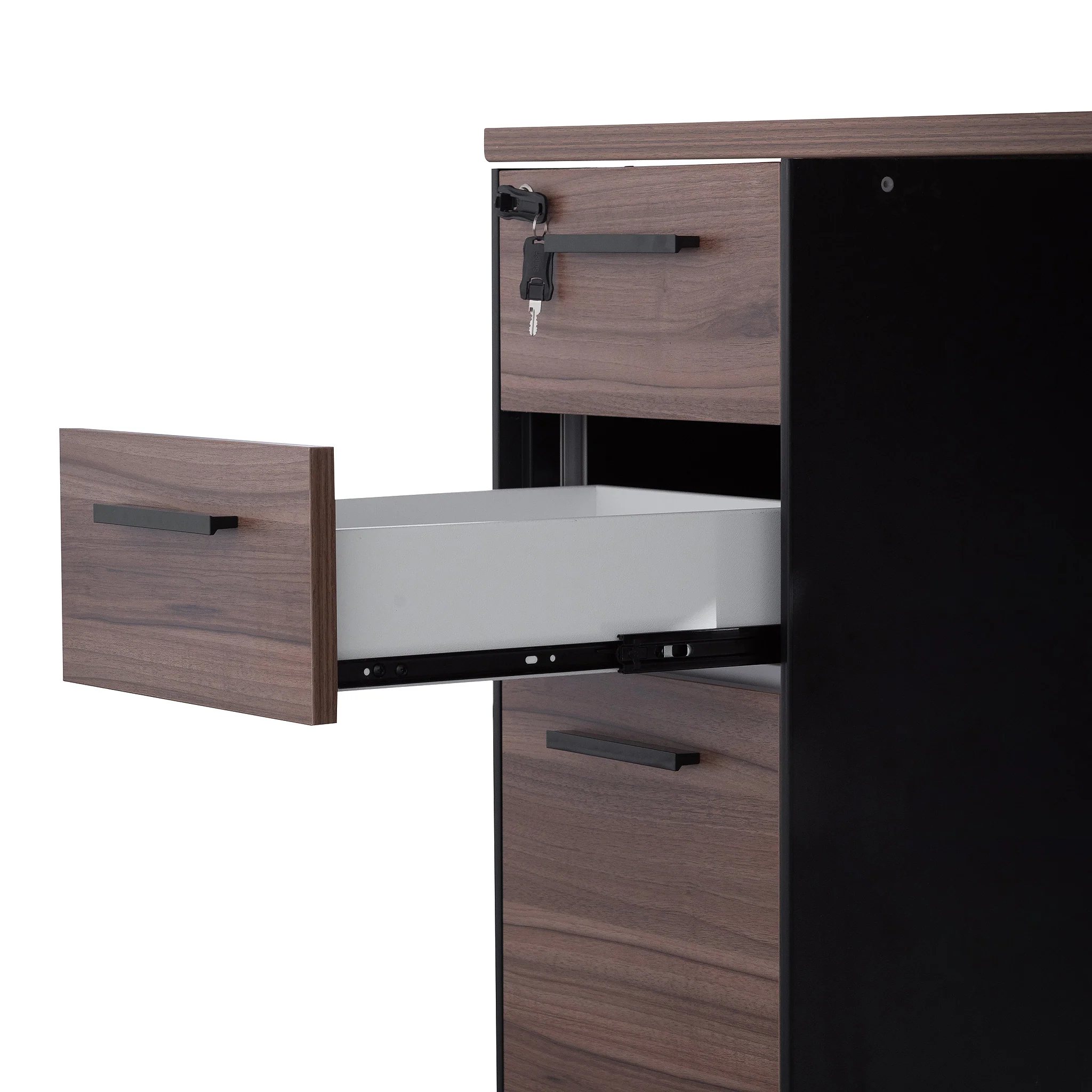 COT6162-SN 1.6m Single Seater Walnut Office Desk - Black Legs - Image 8