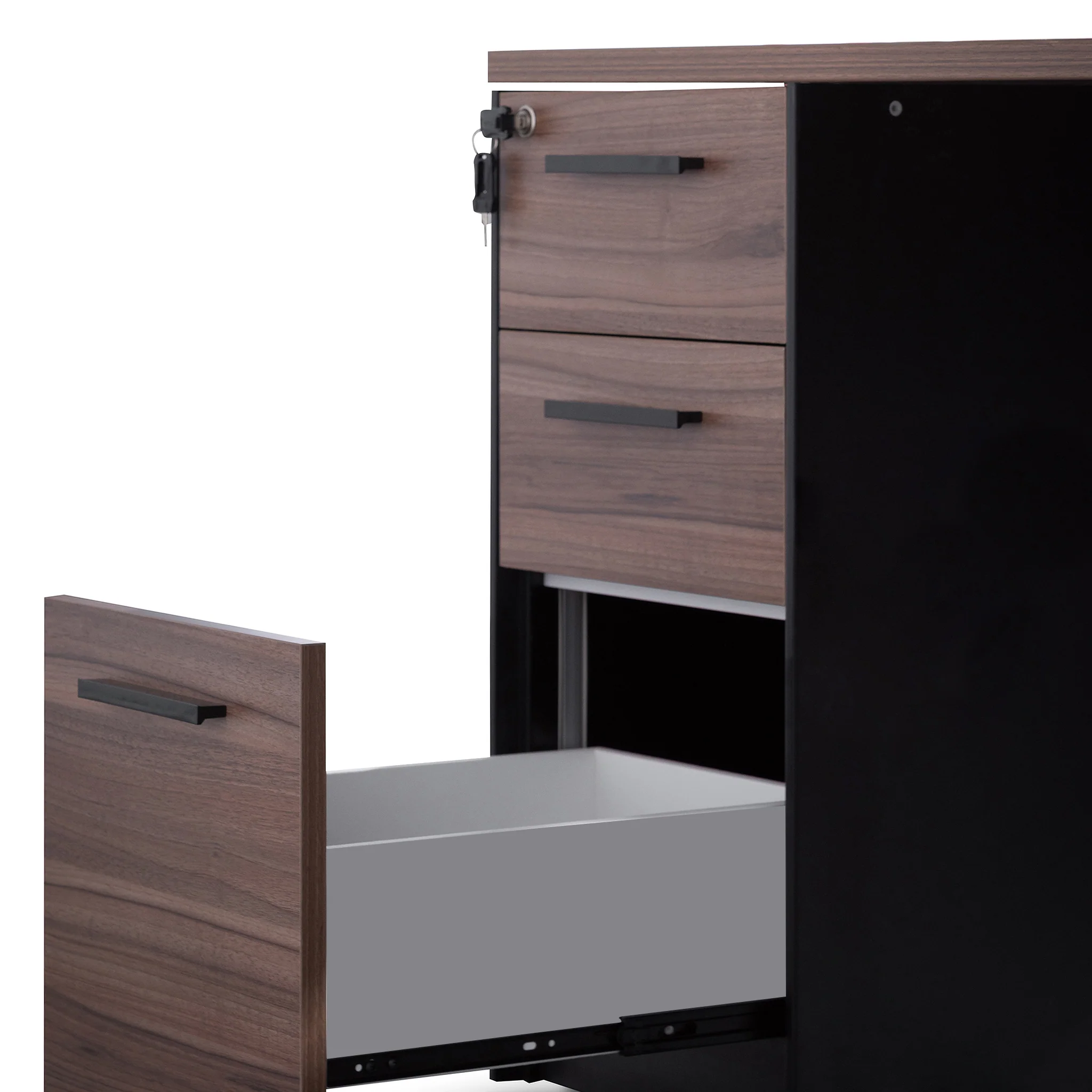COT6162-SN 1.6m Single Seater Walnut Office Desk - Black Legs - Image 9