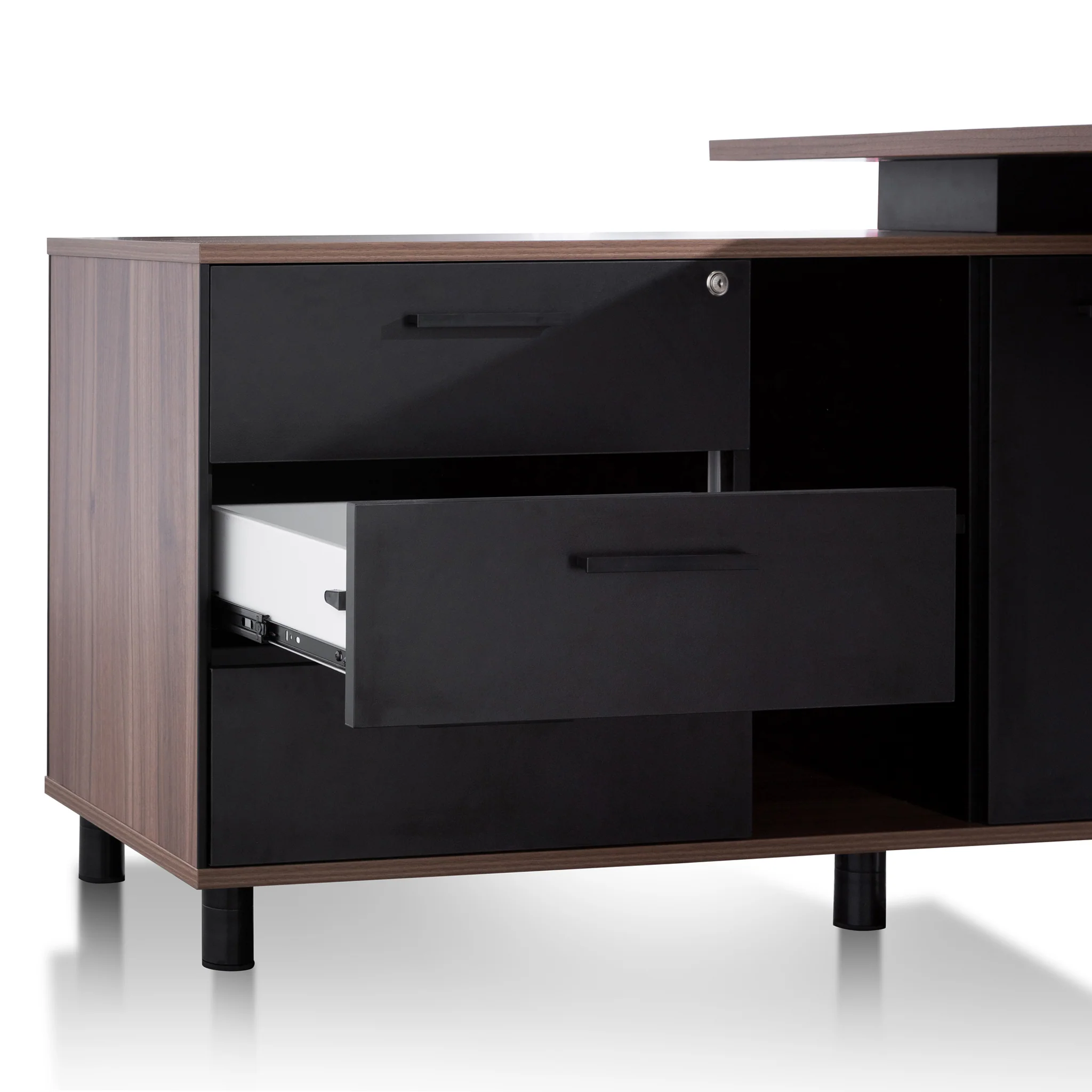 COT6165-SN 1.8m Executive Desk Left Return with Black Legs - Walnut - Image 10