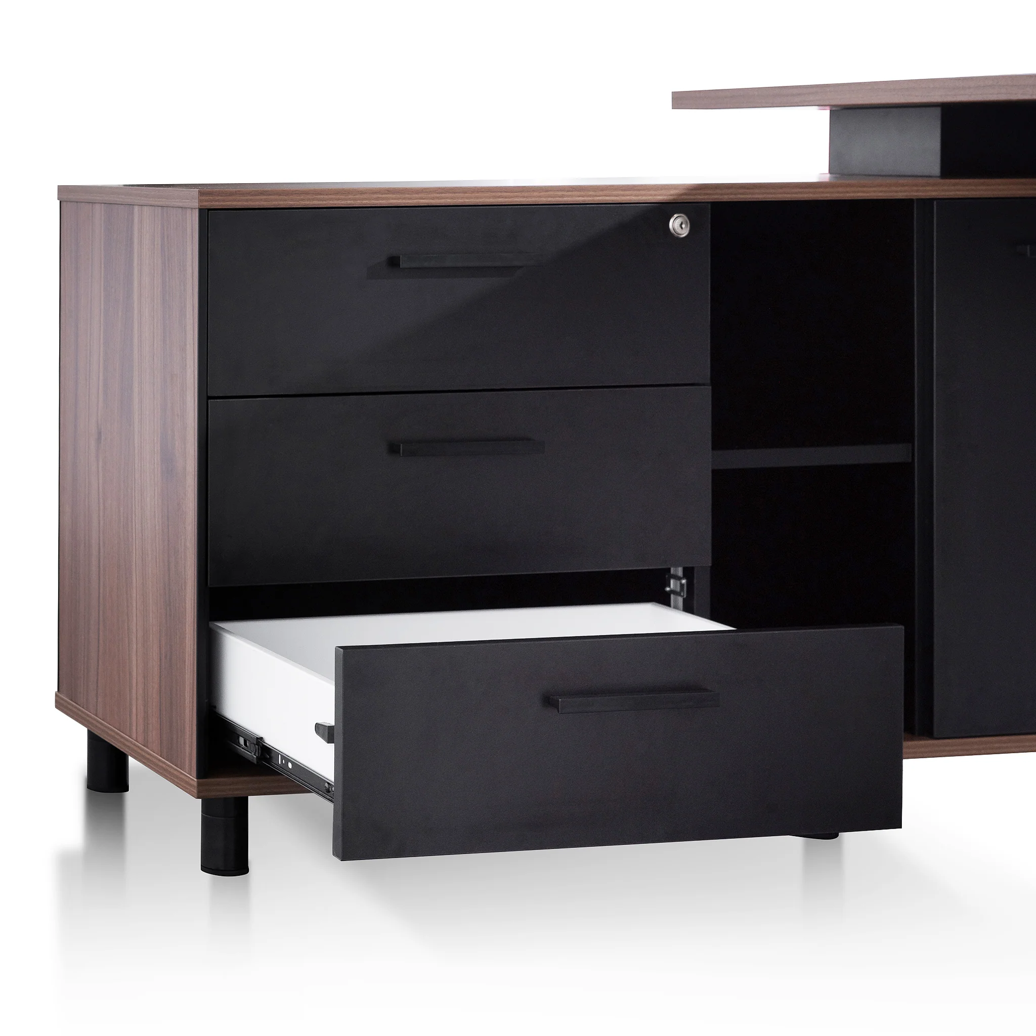 COT6165-SN 1.8m Executive Desk Left Return with Black Legs - Walnut - Image 11