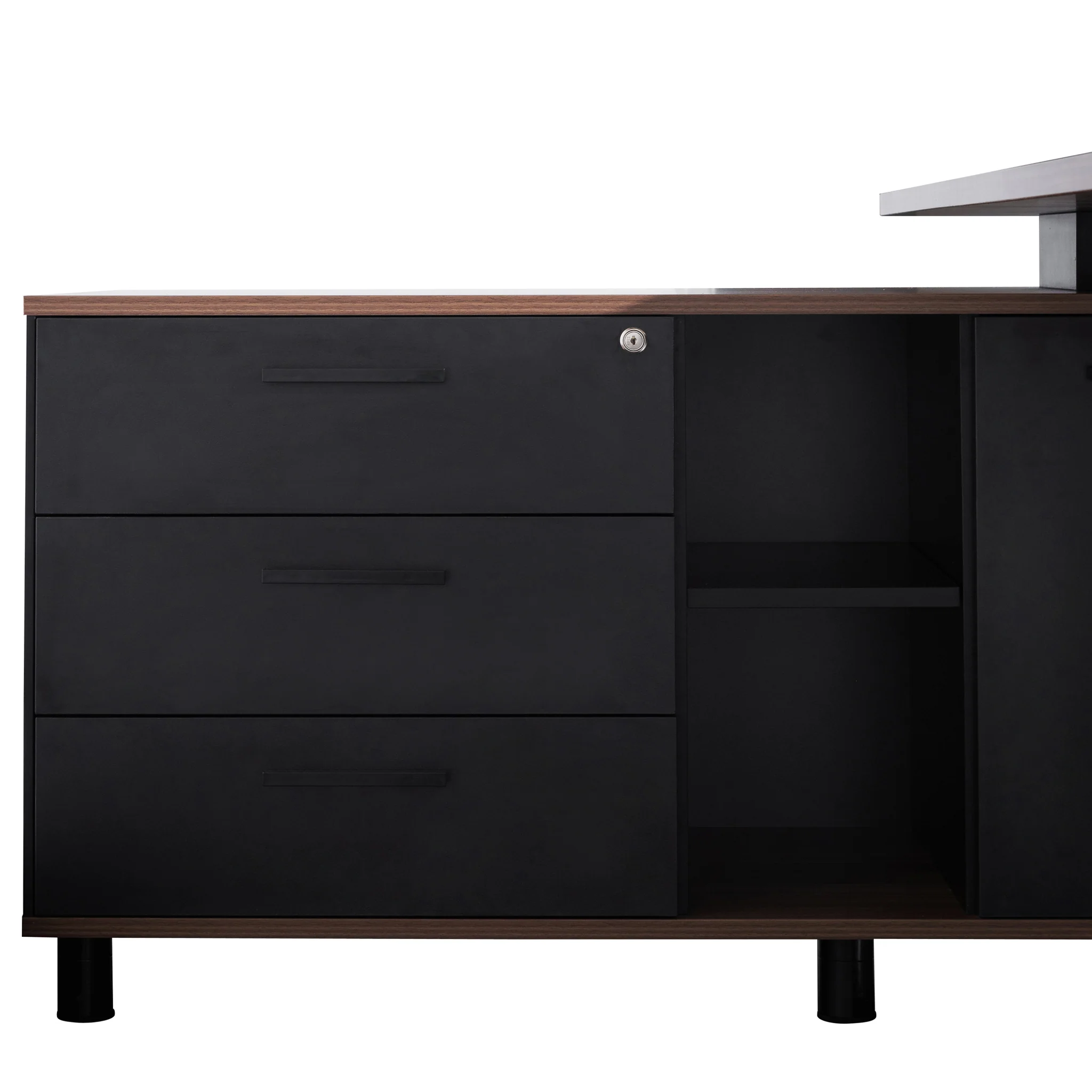 COT6165-SN 1.8m Executive Desk Left Return with Black Legs - Walnut - Image 5