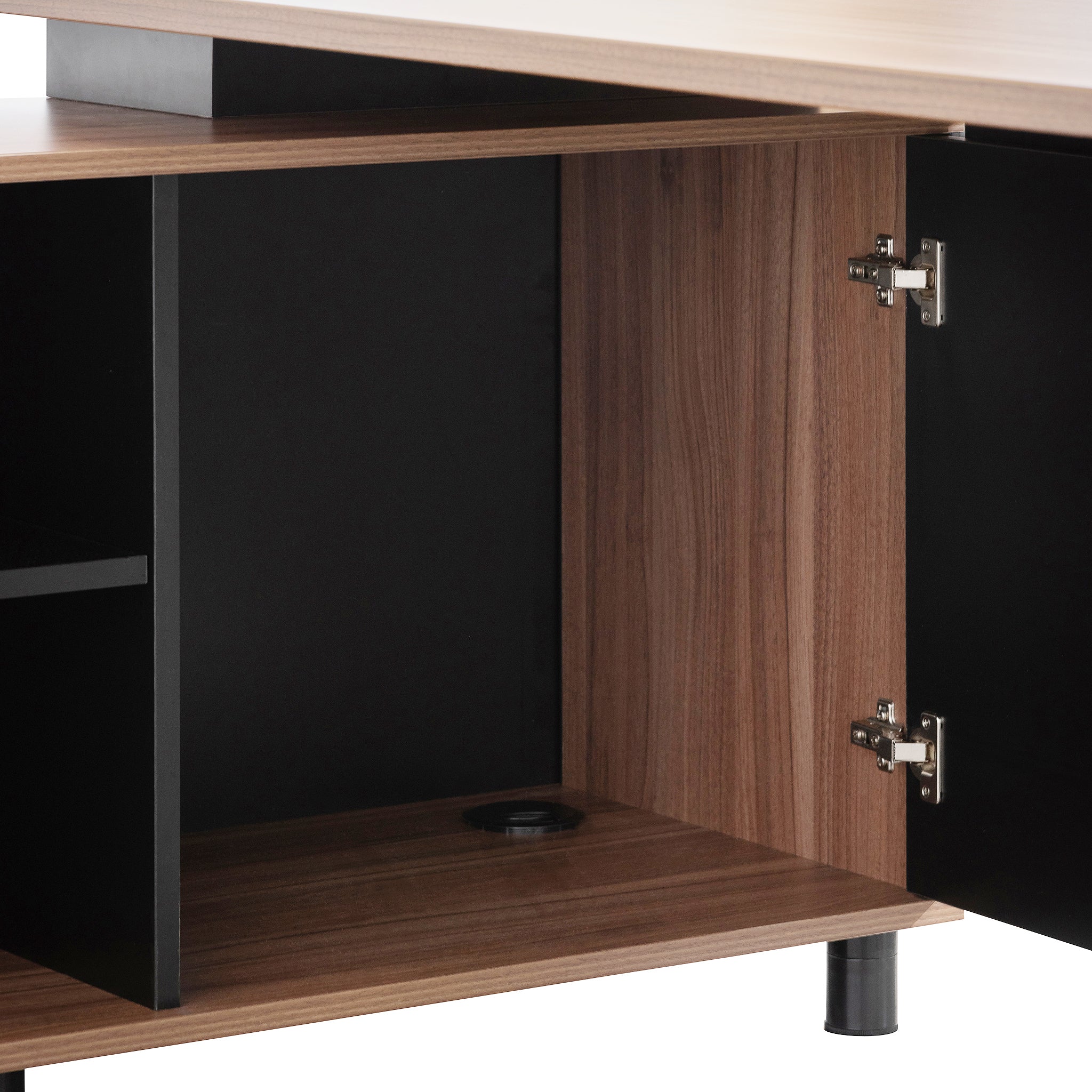 COT6165-SN 1.8m Executive Desk Left Return with Black Legs - Walnut - Image 7