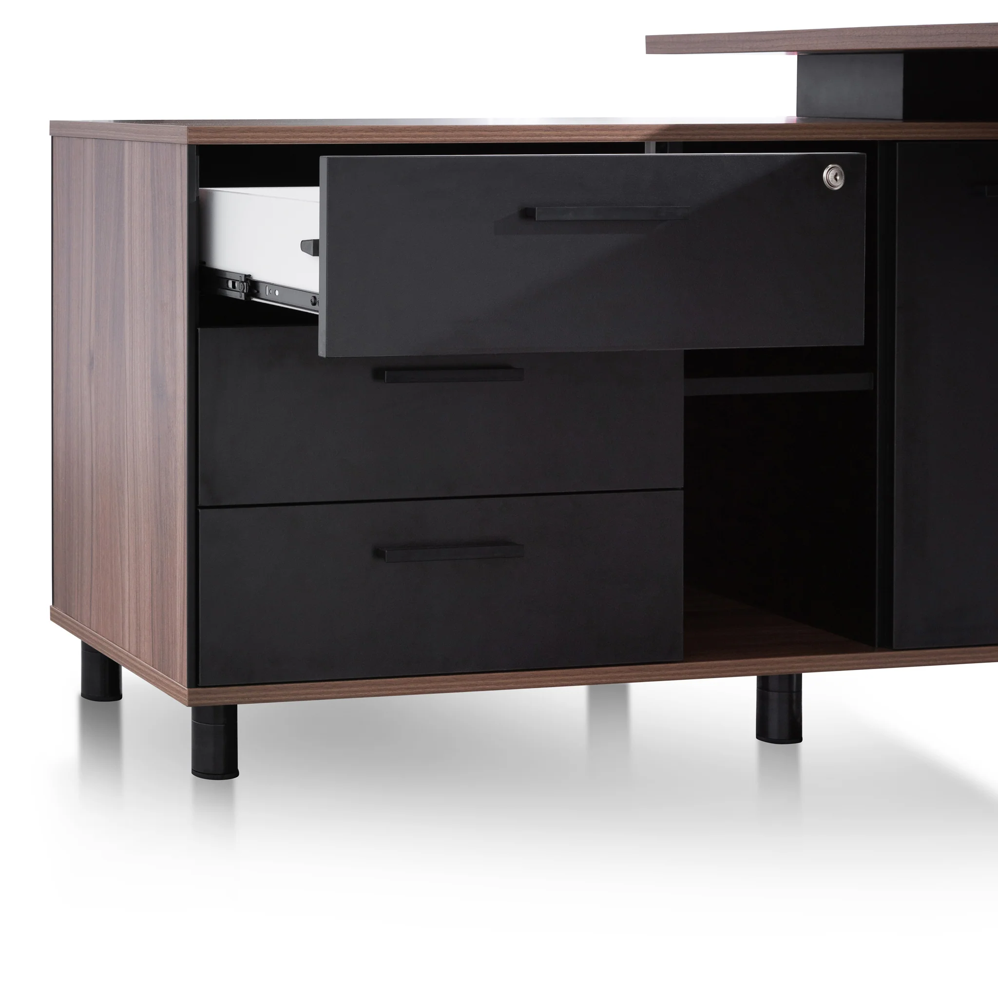 COT6165-SN 1.8m Executive Desk Left Return with Black Legs - Walnut - Image 9