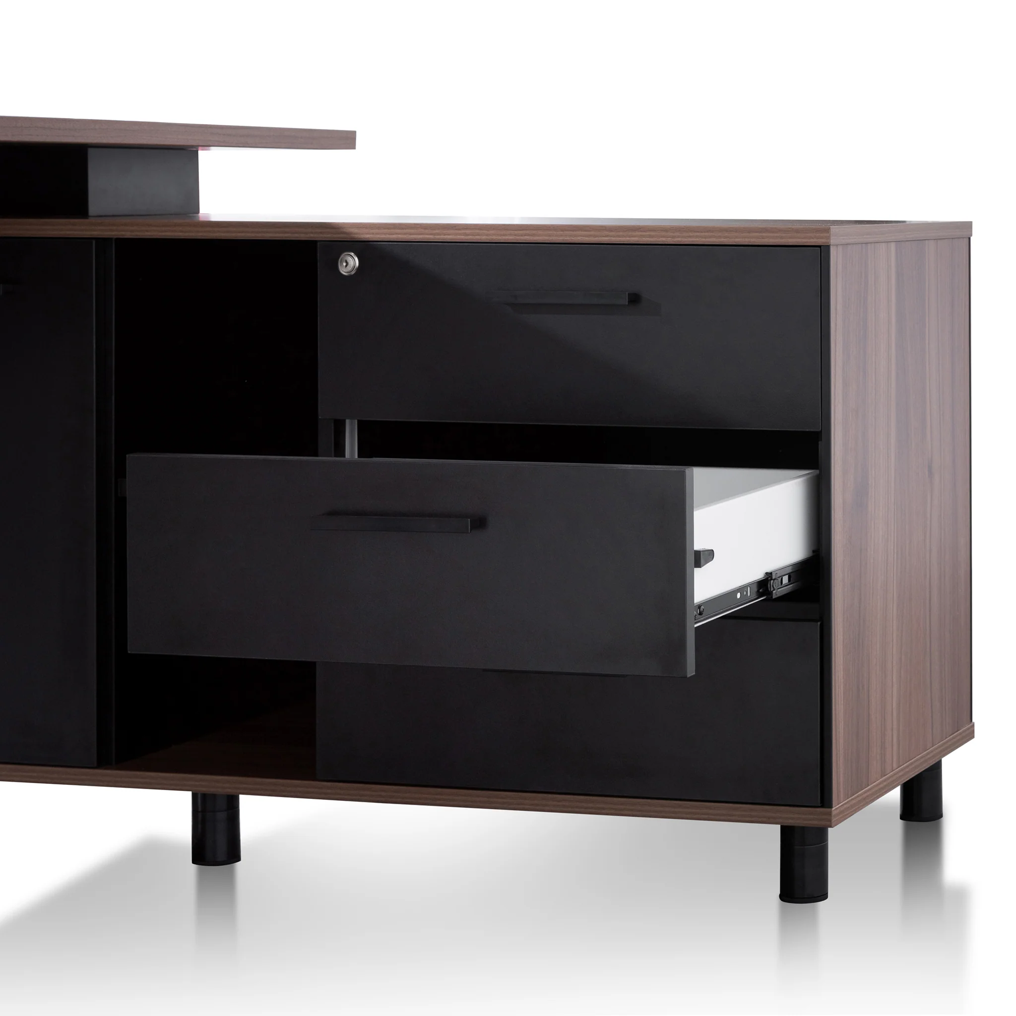 COT6166-SN 1.8m Executive Desk Right Return with Black Legs - Walnut - Image 10