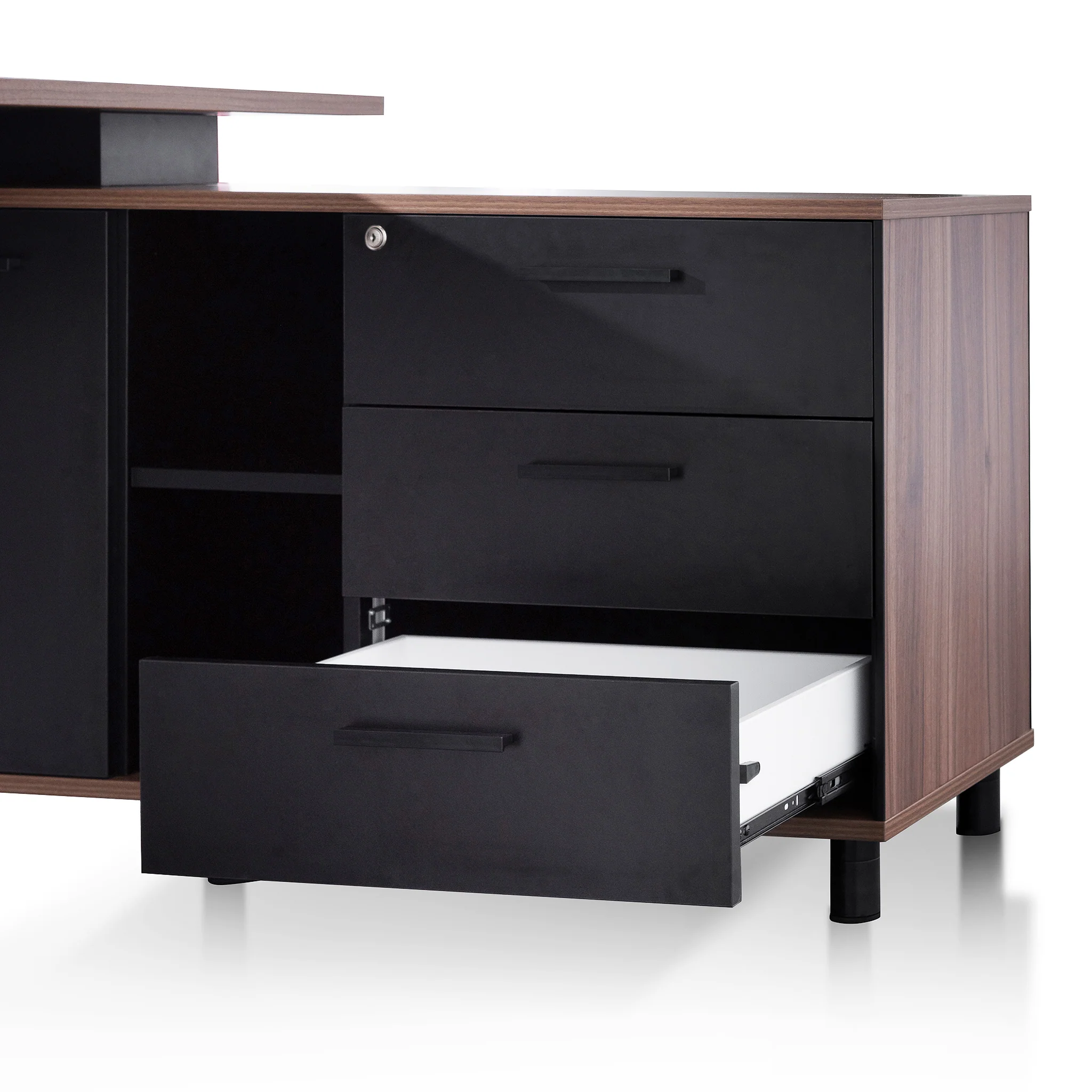 COT6166-SN 1.8m Executive Desk Right Return with Black Legs - Walnut - Image 11