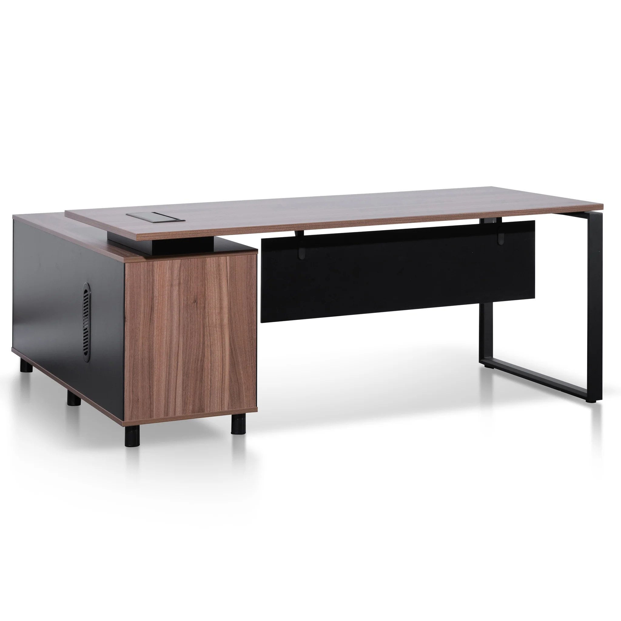 COT6166-SN 1.8m Executive Desk Right Return with Black Legs - Walnut - Image 3