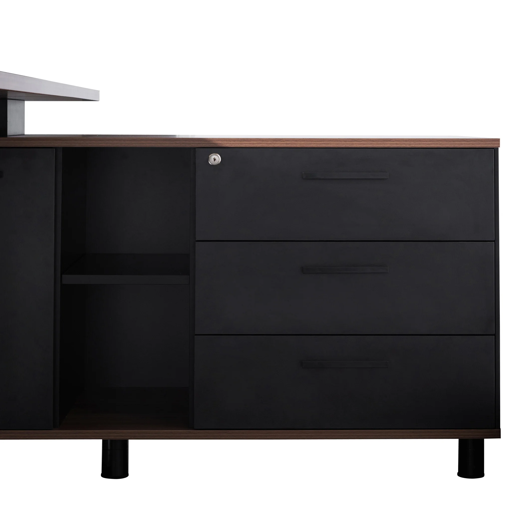 COT6166-SN 1.8m Executive Desk Right Return with Black Legs - Walnut - Image 5