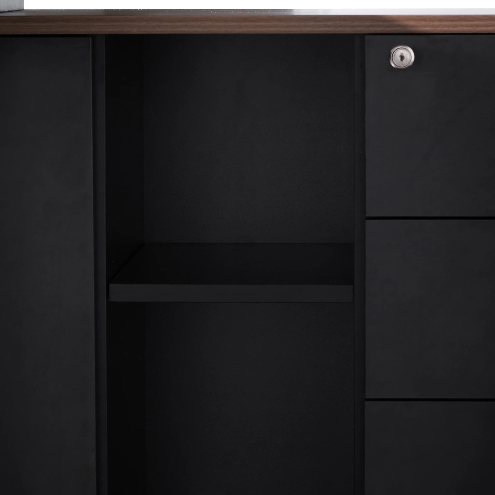 COT6166-SN 1.8m Executive Desk Right Return with Black Legs - Walnut - Image 6