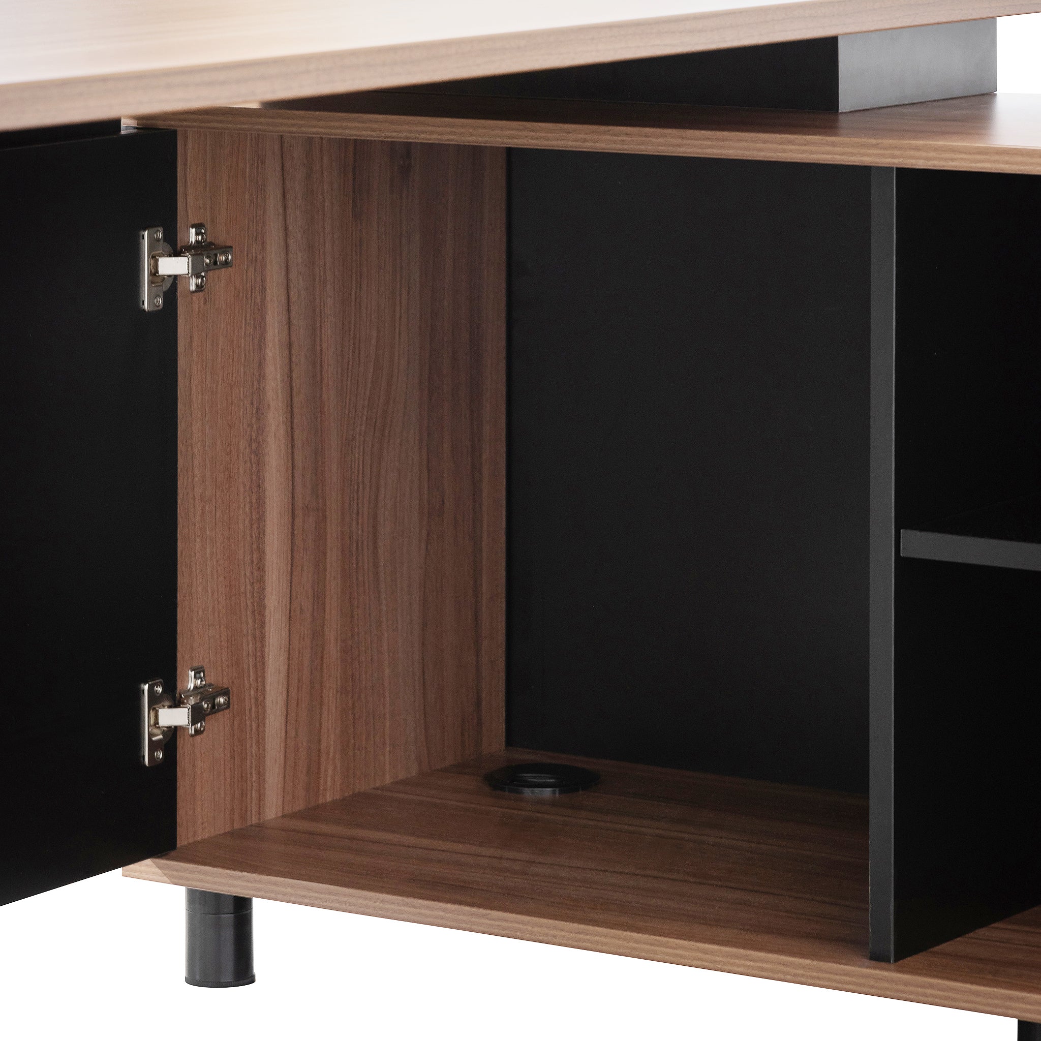 COT6166-SN 1.8m Executive Desk Right Return with Black Legs - Walnut - Image 7
