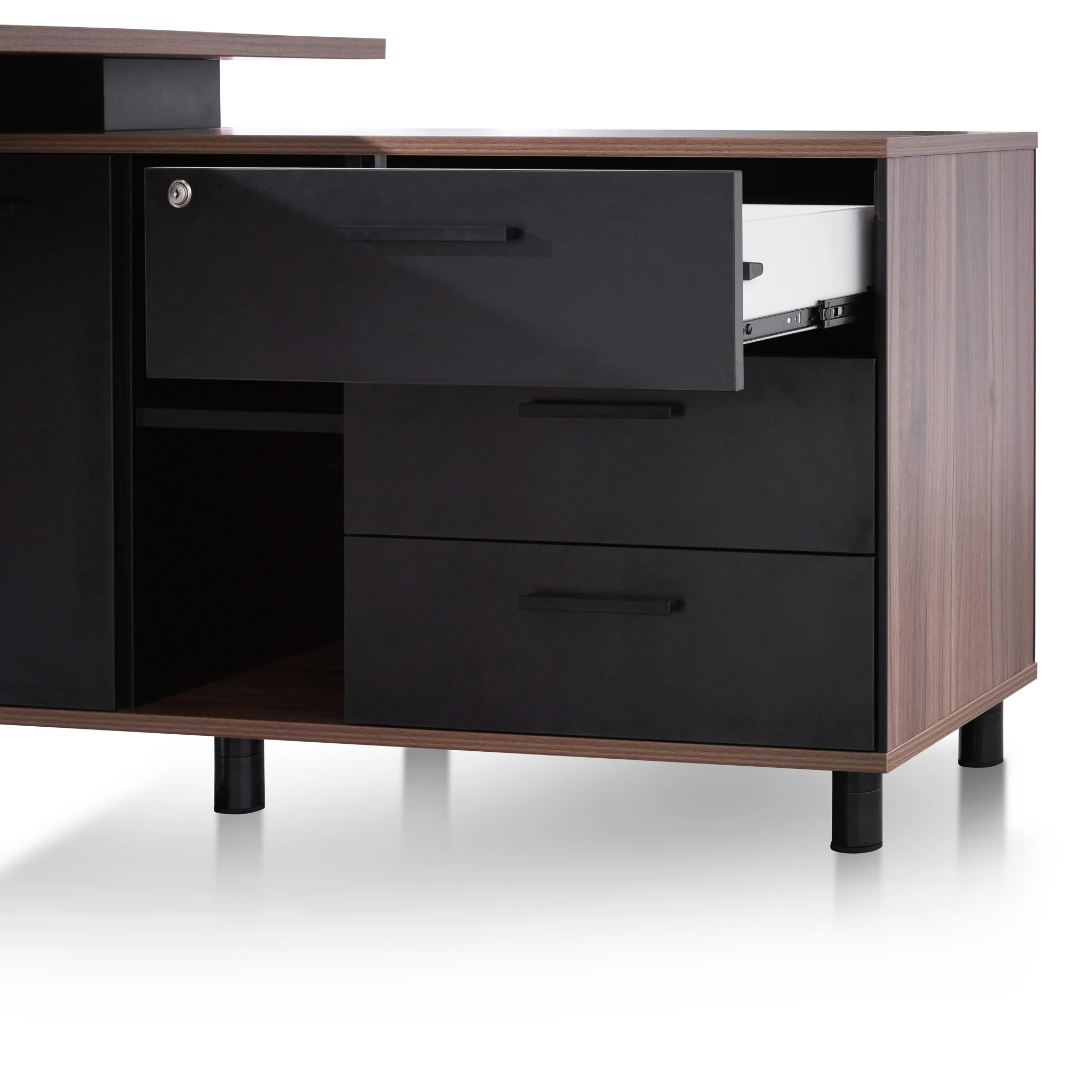 COT6166-SN 1.8m Executive Desk Right Return with Black Legs - Walnut - Image 9