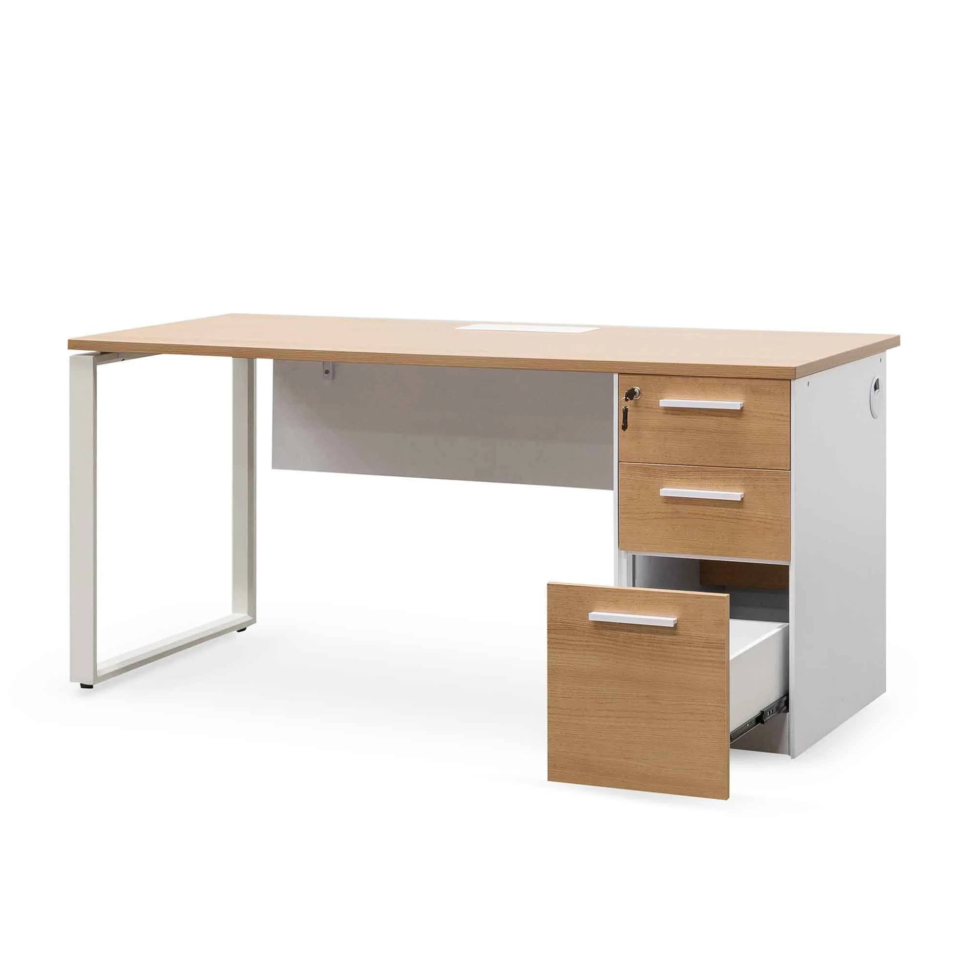 COT6541-SN 1 Seater Office Desk - Natural and White - Image 3