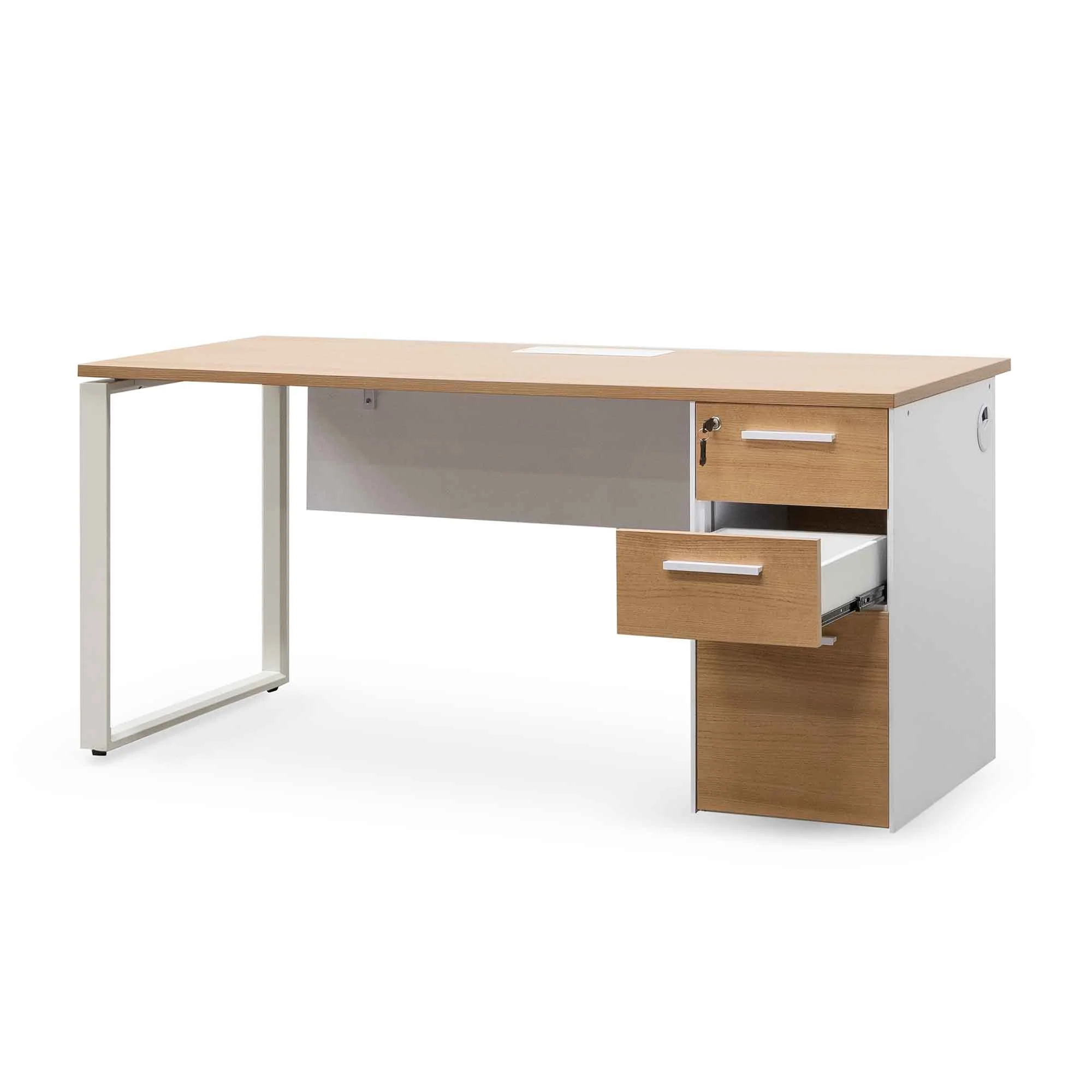 COT6541-SN 1 Seater Office Desk - Natural and White - Image 4
