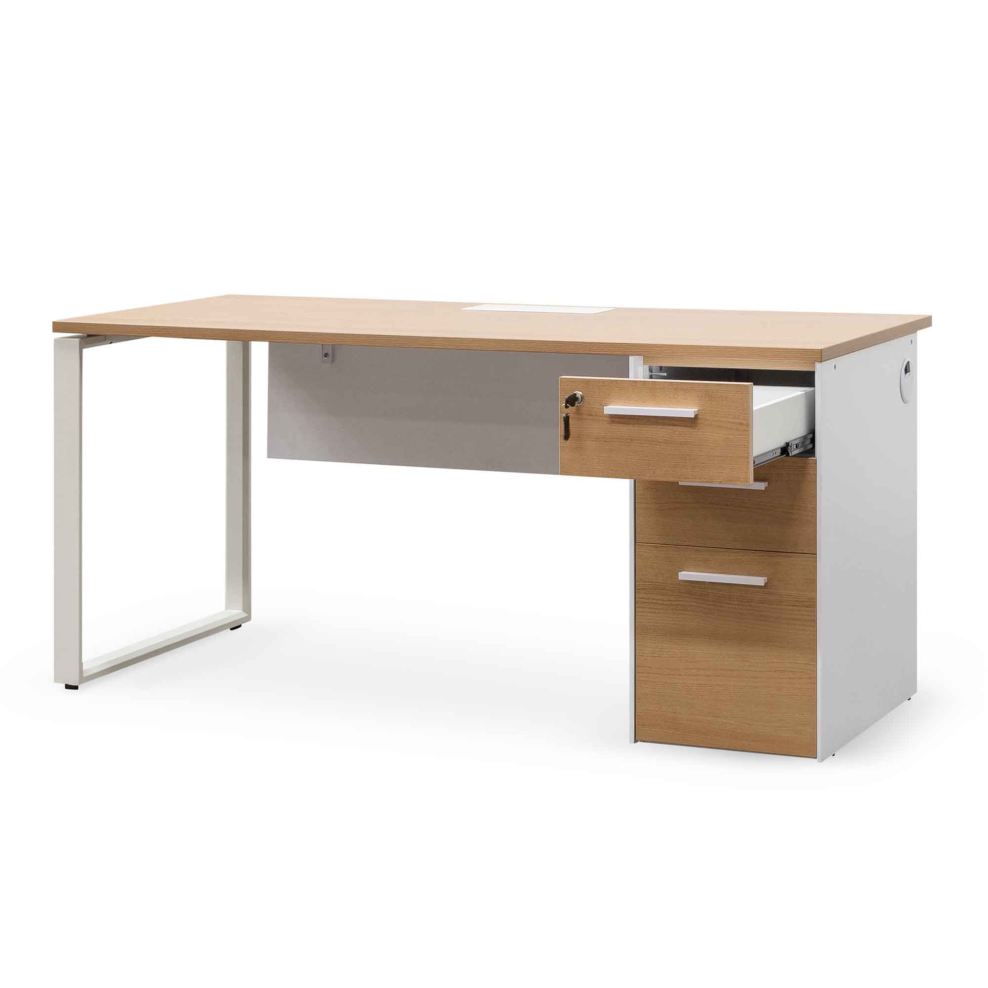 COT6541-SN 1 Seater Office Desk - Natural and White - Image 5