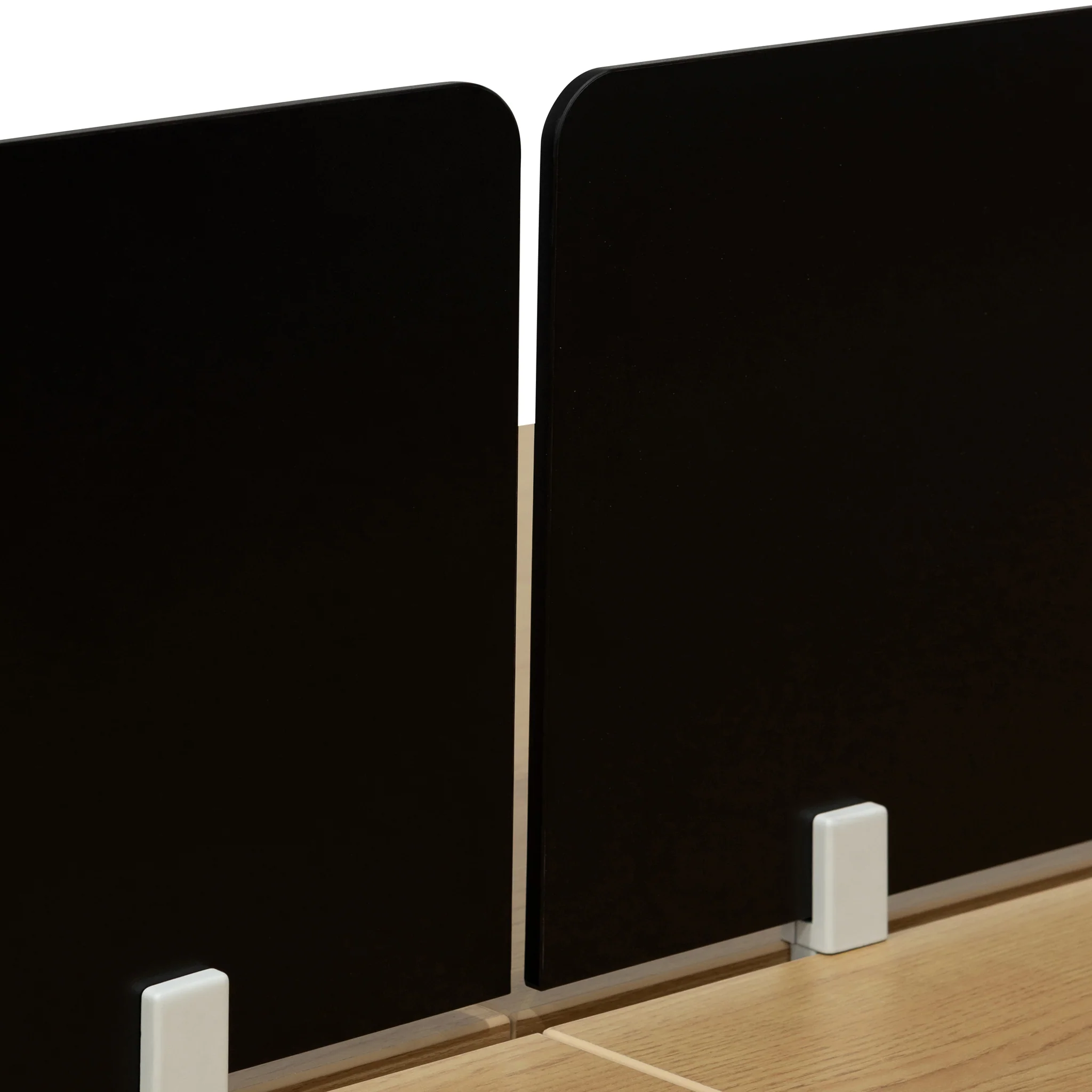 COT6739-SN-OF6164-SN-2xOT6163-SN 4 Seater Workstation with Black Screen - Natural Top - Black Base - Image 5