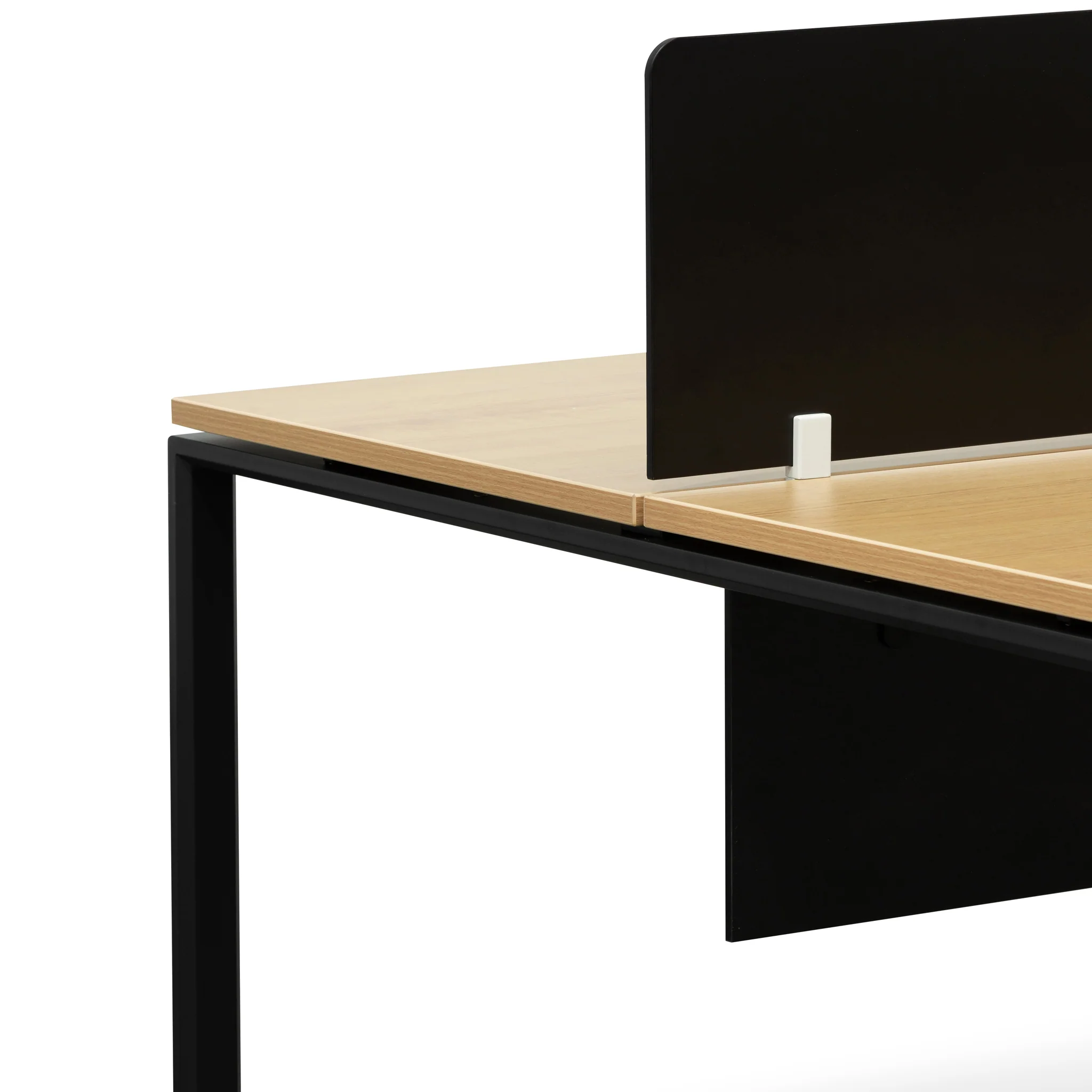 COT6739-SN-OF6164-SN-2xOT6163-SN 4 Seater Workstation with Black Screen - Natural Top - Black Base - Image 6