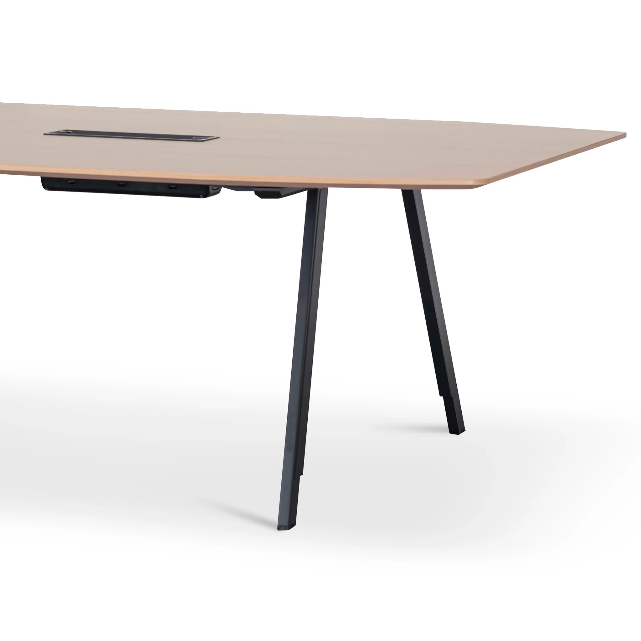 COT8124-SN 3.6m Natural Boardroom Meeting Table - Full Black Legs - Image 5
