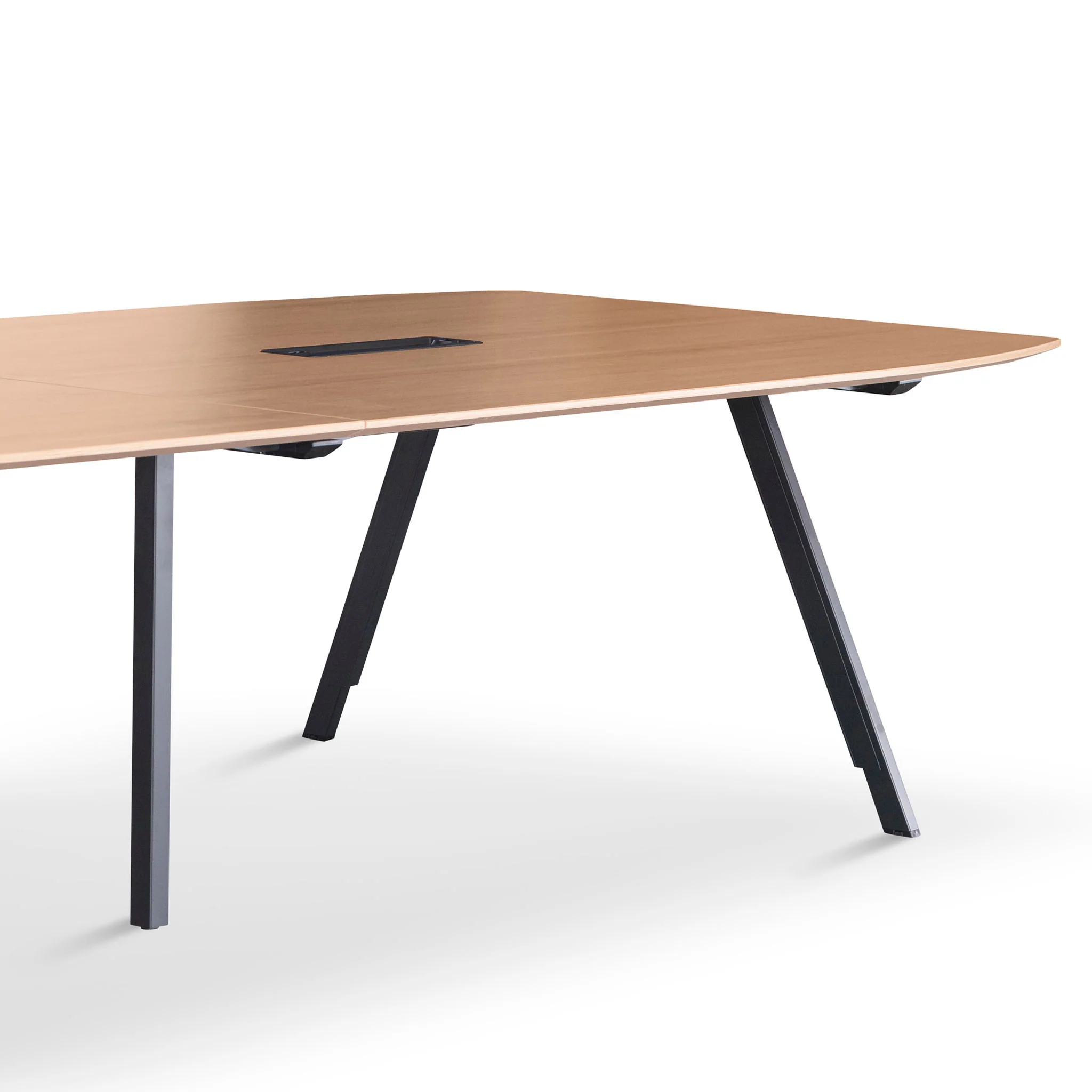 COT8124-SN 3.6m Natural Boardroom Meeting Table - Full Black Legs - Image 6
