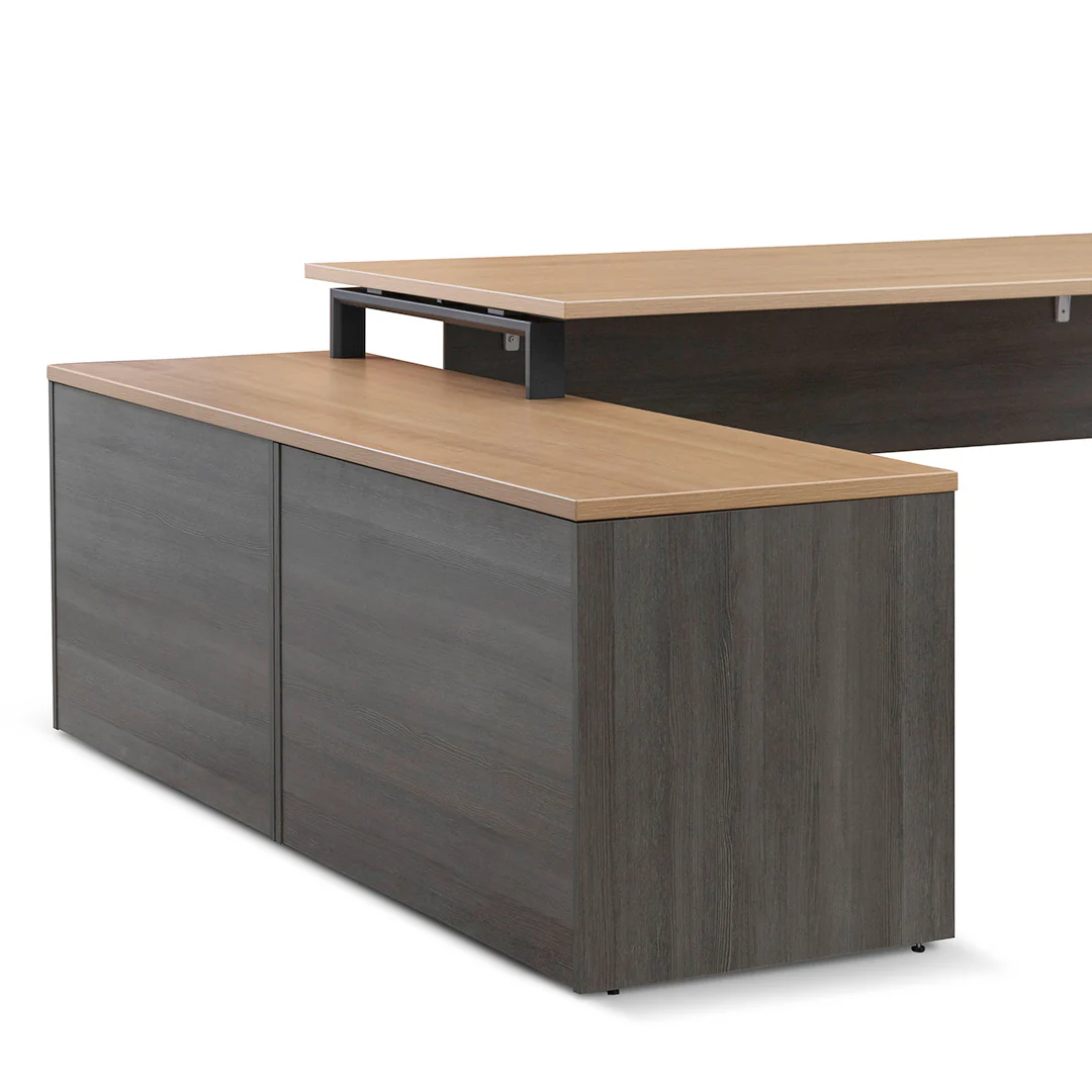 COT8127-SN 1.8m Left Return Office Desk - Black with Natural Top - Image 10