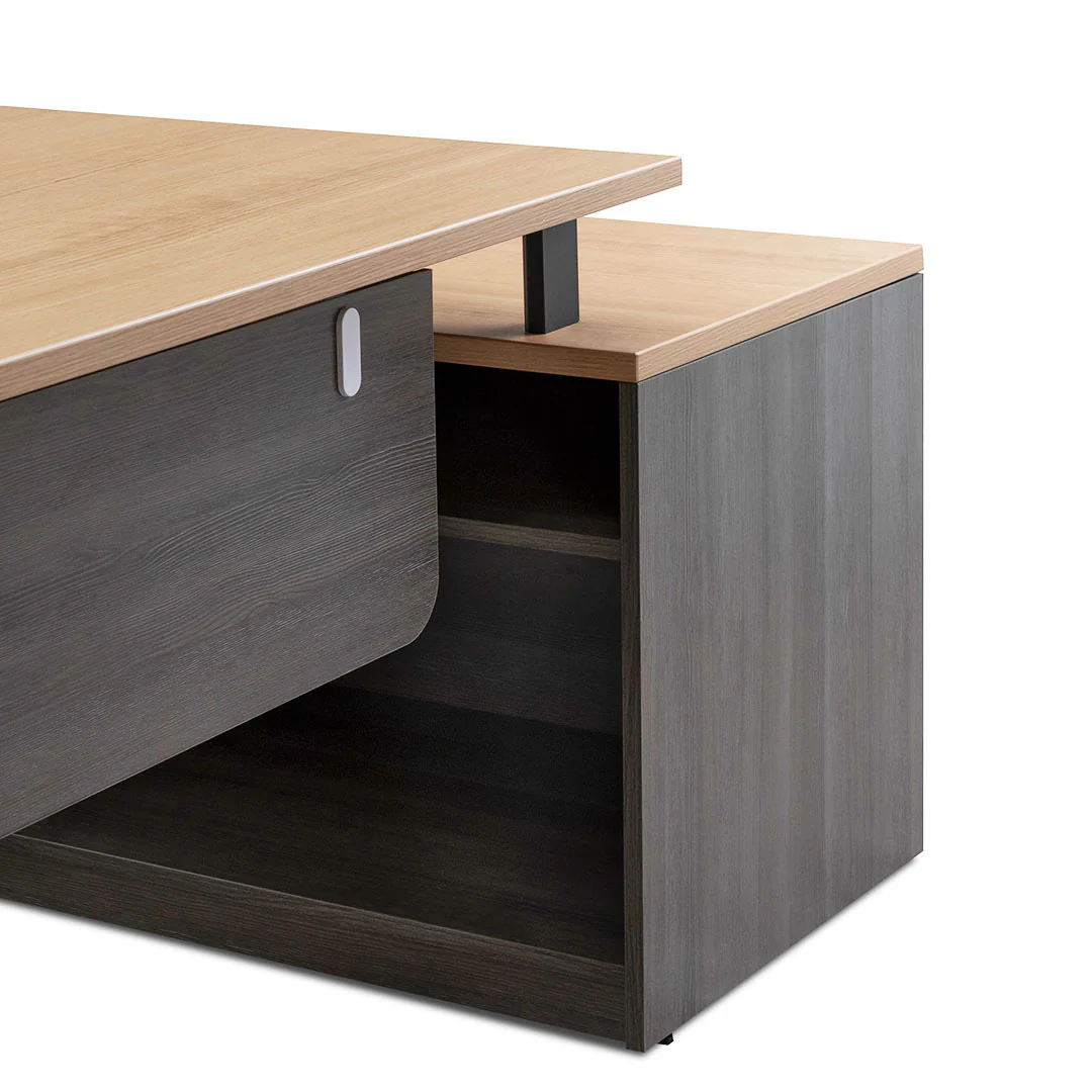 COT8127-SN 1.8m Left Return Office Desk - Black with Natural Top - Image 12
