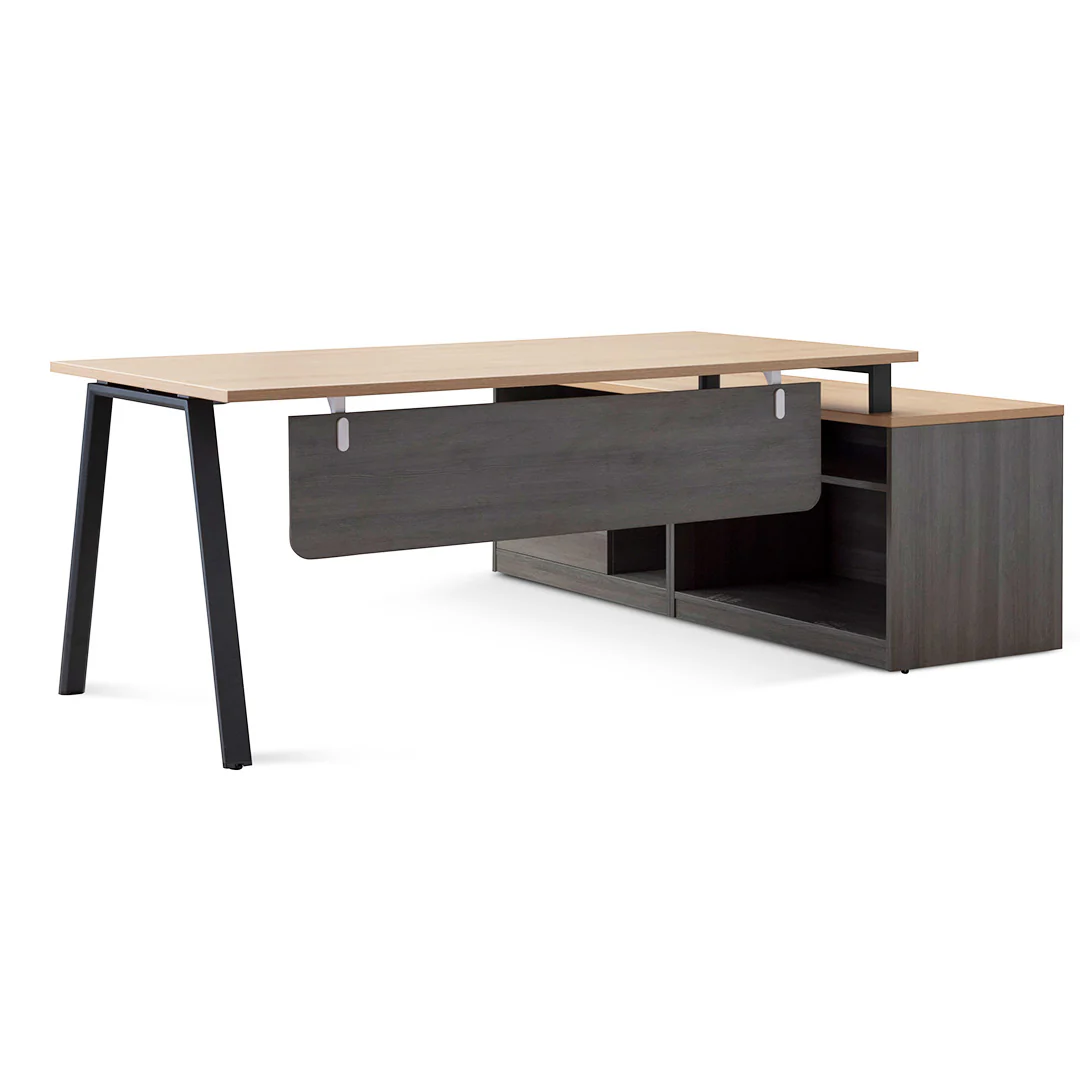 COT8127-SN 1.8m Left Return Office Desk - Black with Natural Top - Image 13