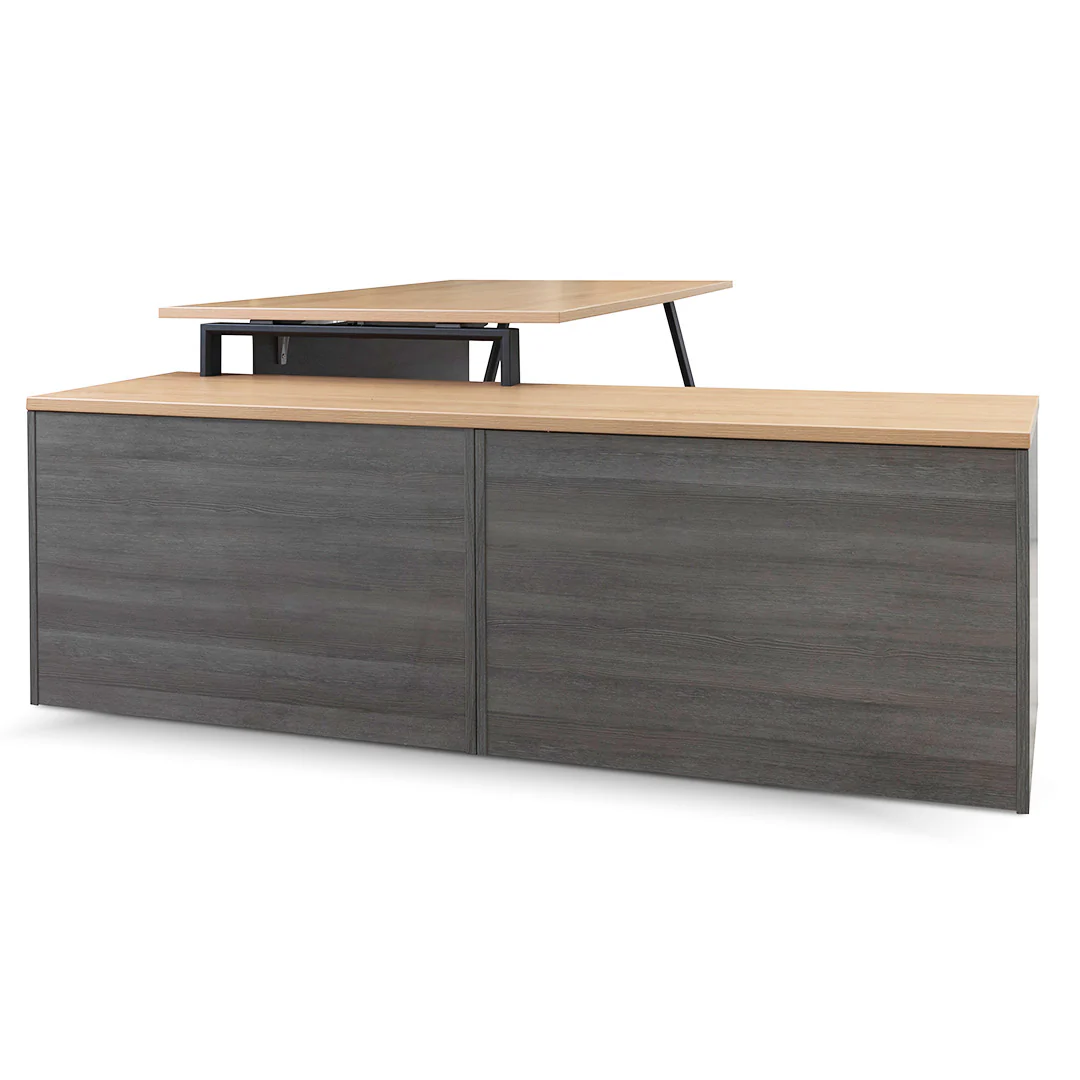 COT8127-SN 1.8m Left Return Office Desk - Black with Natural Top - Image 9