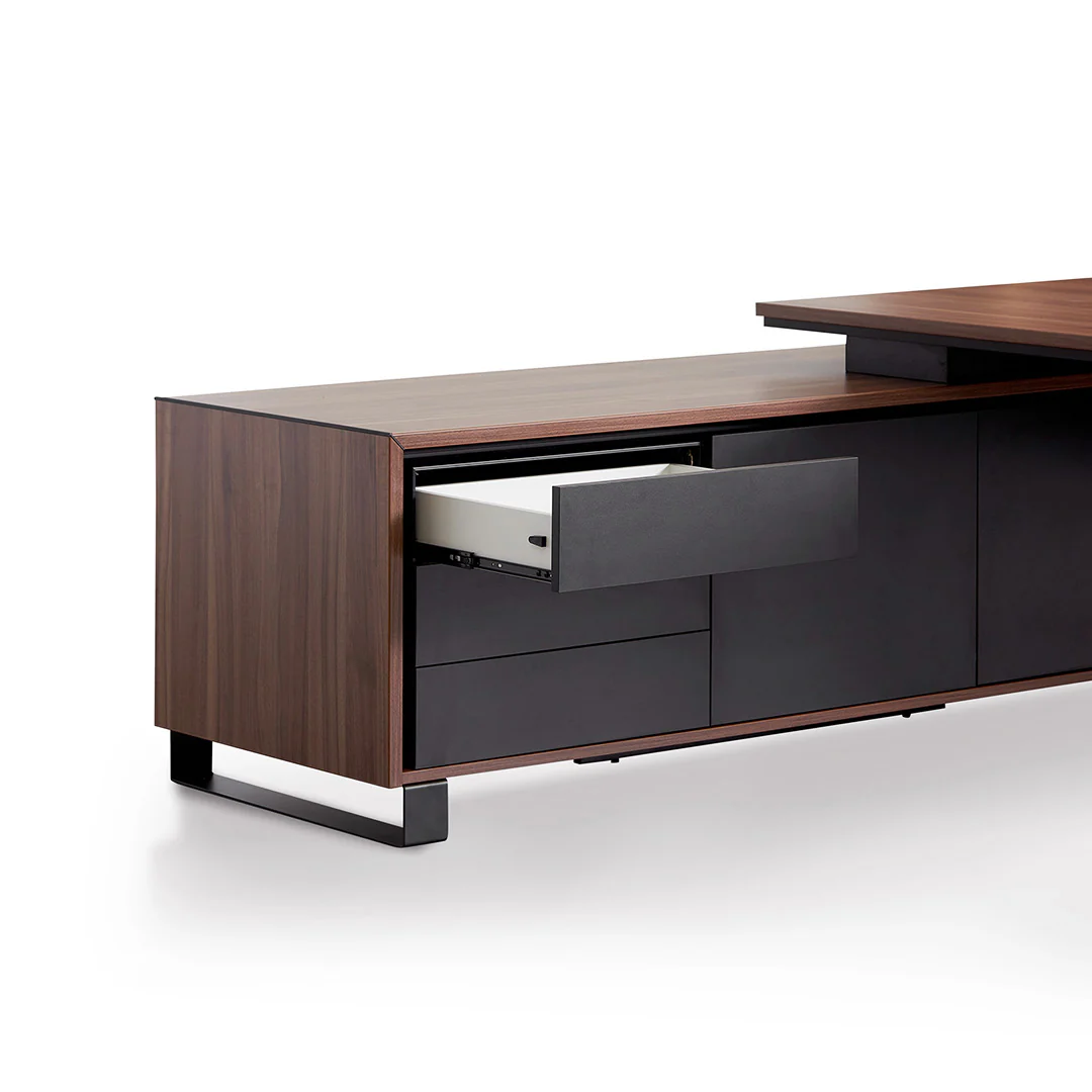 COT8349-SN 2.3m Left Return Office Desk - Walnut - Image 14