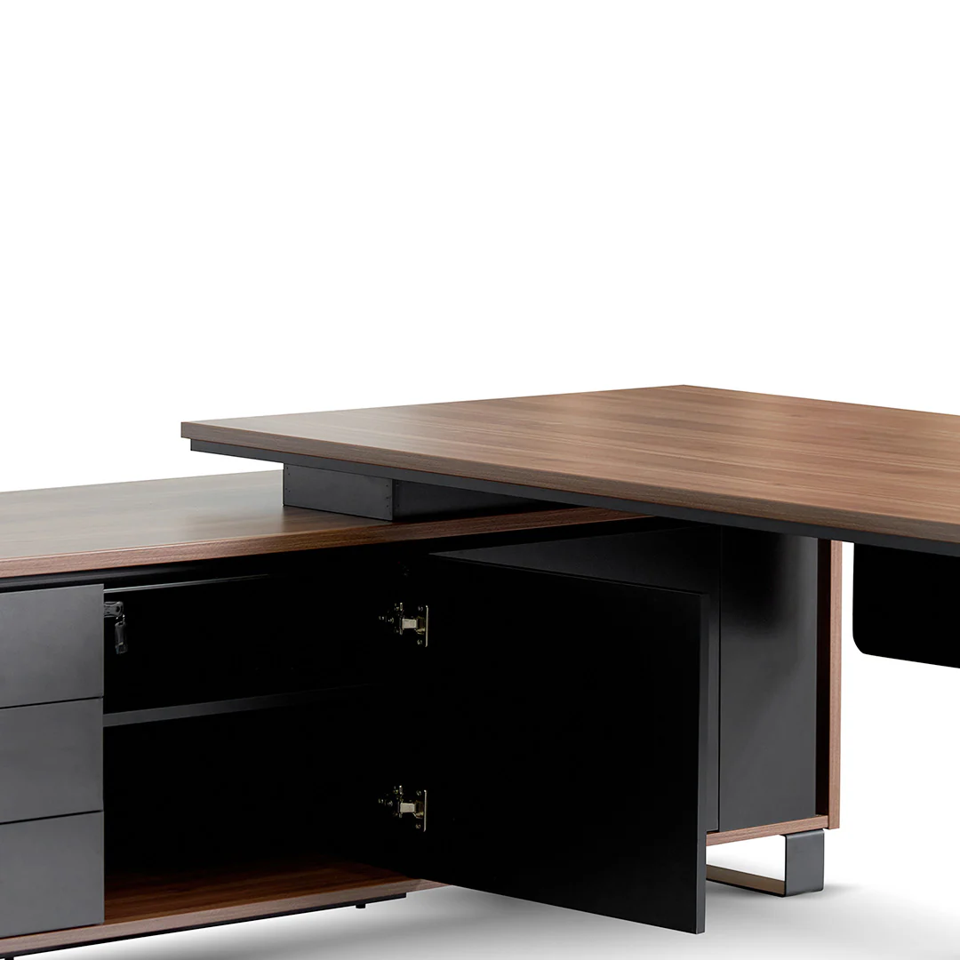 COT8349-SN 2.3m Left Return Office Desk - Walnut - Image 16
