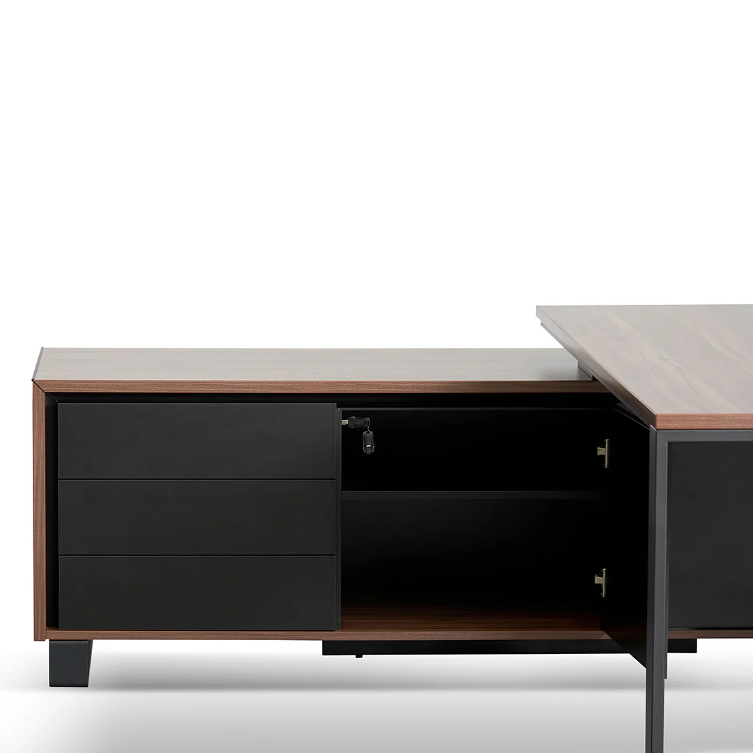 COT8349-SN 2.3m Left Return Office Desk - Walnut - Image 17