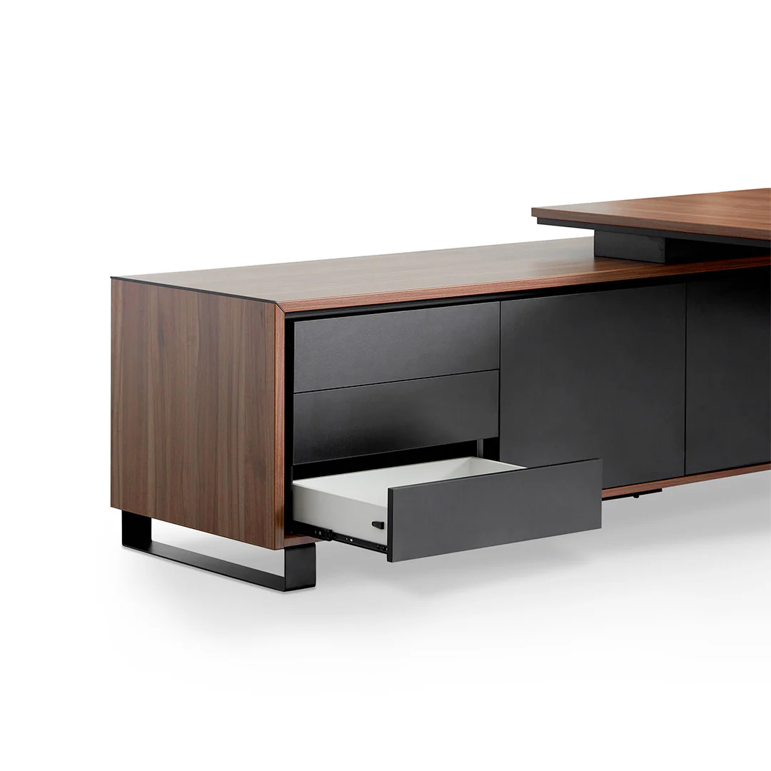 COT8349-SN 2.3m Left Return Office Desk - Walnut - Image 18