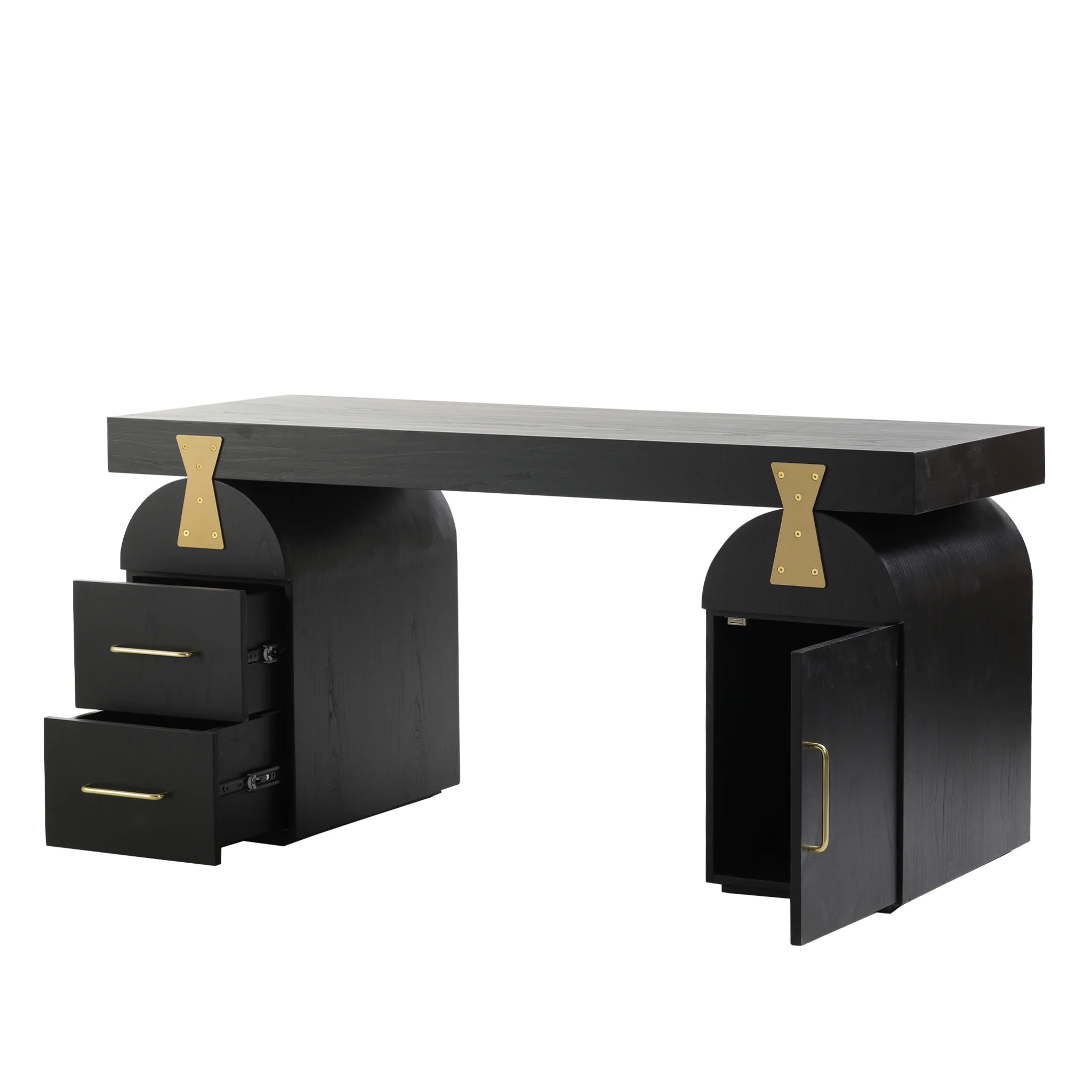 COT8663-NI 1.55m New Elm Home Office Desk - Full Black - Image 3