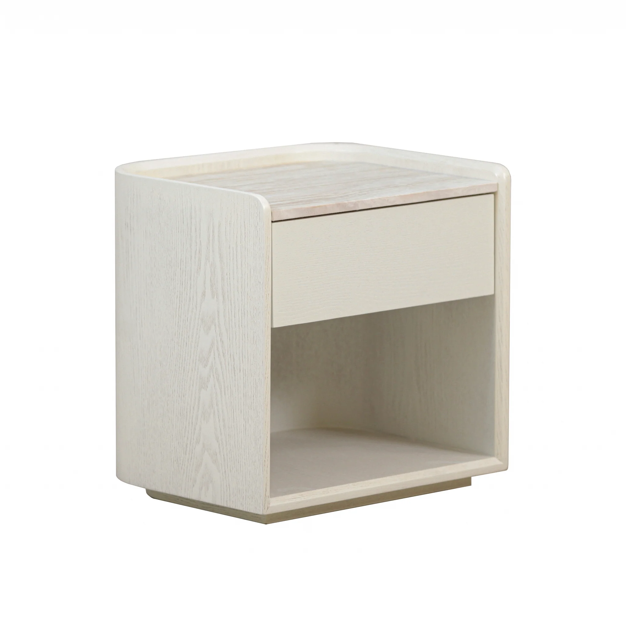 CST10179-DW 50cm Travertine Bedside Table - Ivory Oat