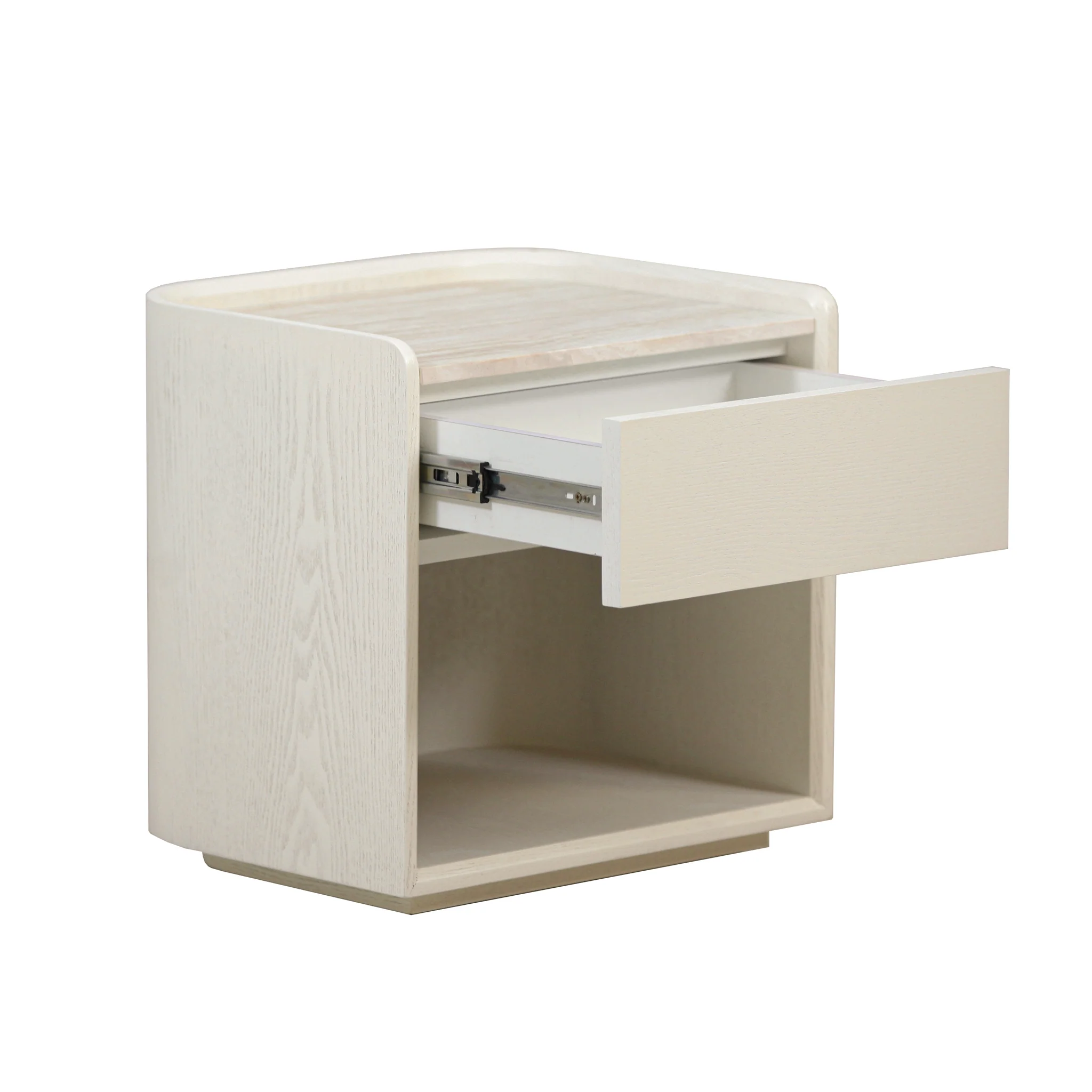 CST10179-DW 50cm Travertine Bedside Table - Ivory Oat - Image 4
