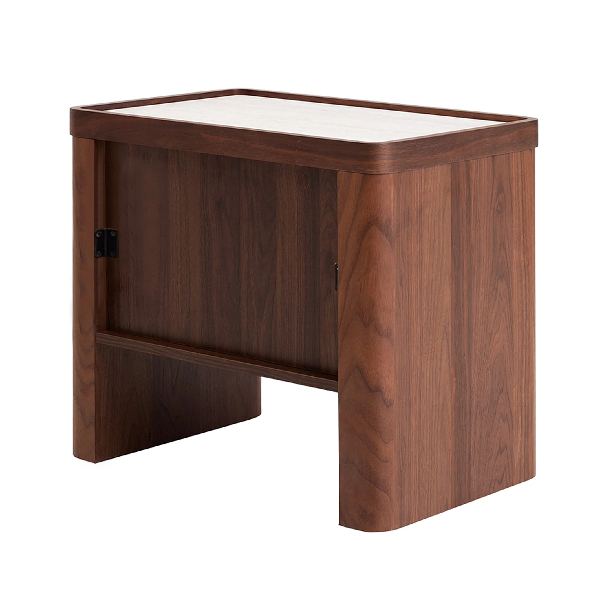 CST10241-IG Glass Top Bedside Table - Walnut - Image 5