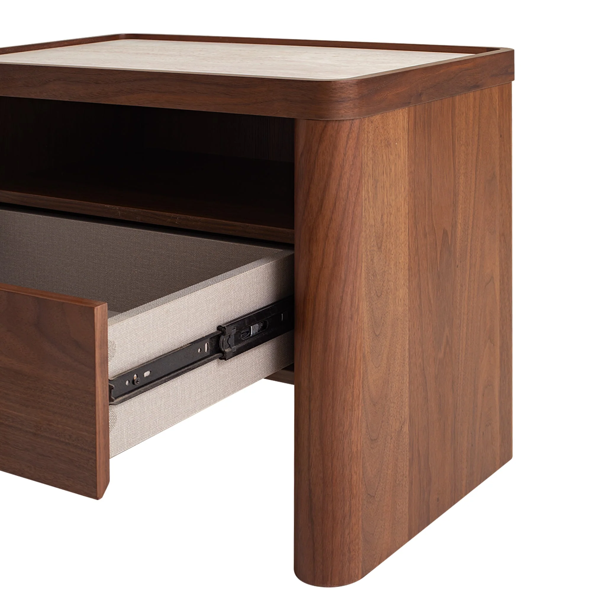 CST10241-IG Glass Top Bedside Table - Walnut - Image 7