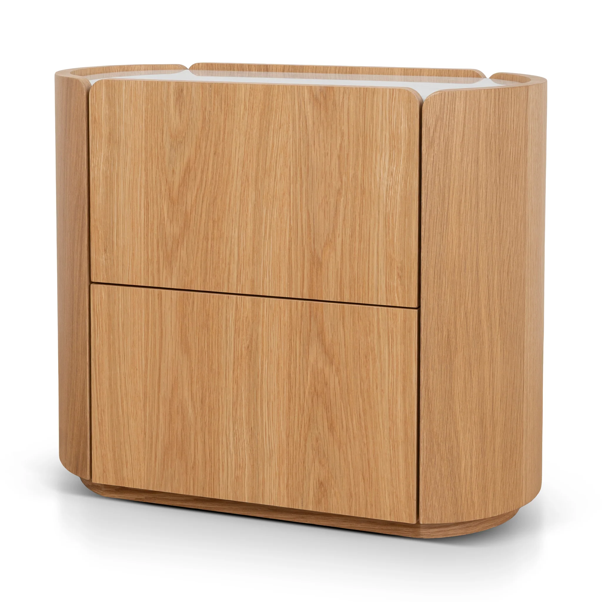 CST10300-CN 60cm Bedside Table - Natural Oak with Marble Top