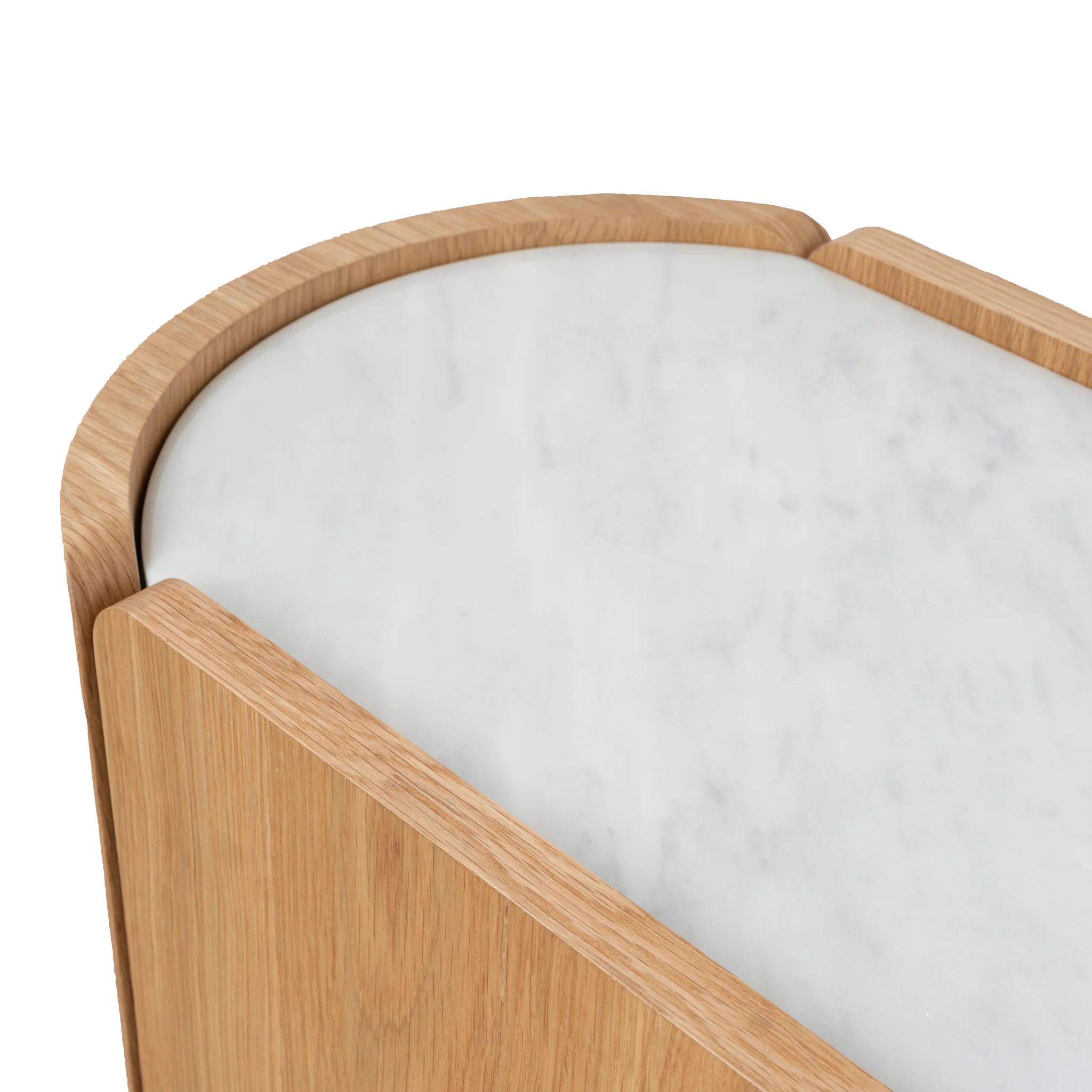 CST10300-CN 60cm Bedside Table - Natural Oak with Marble Top - Image 10
