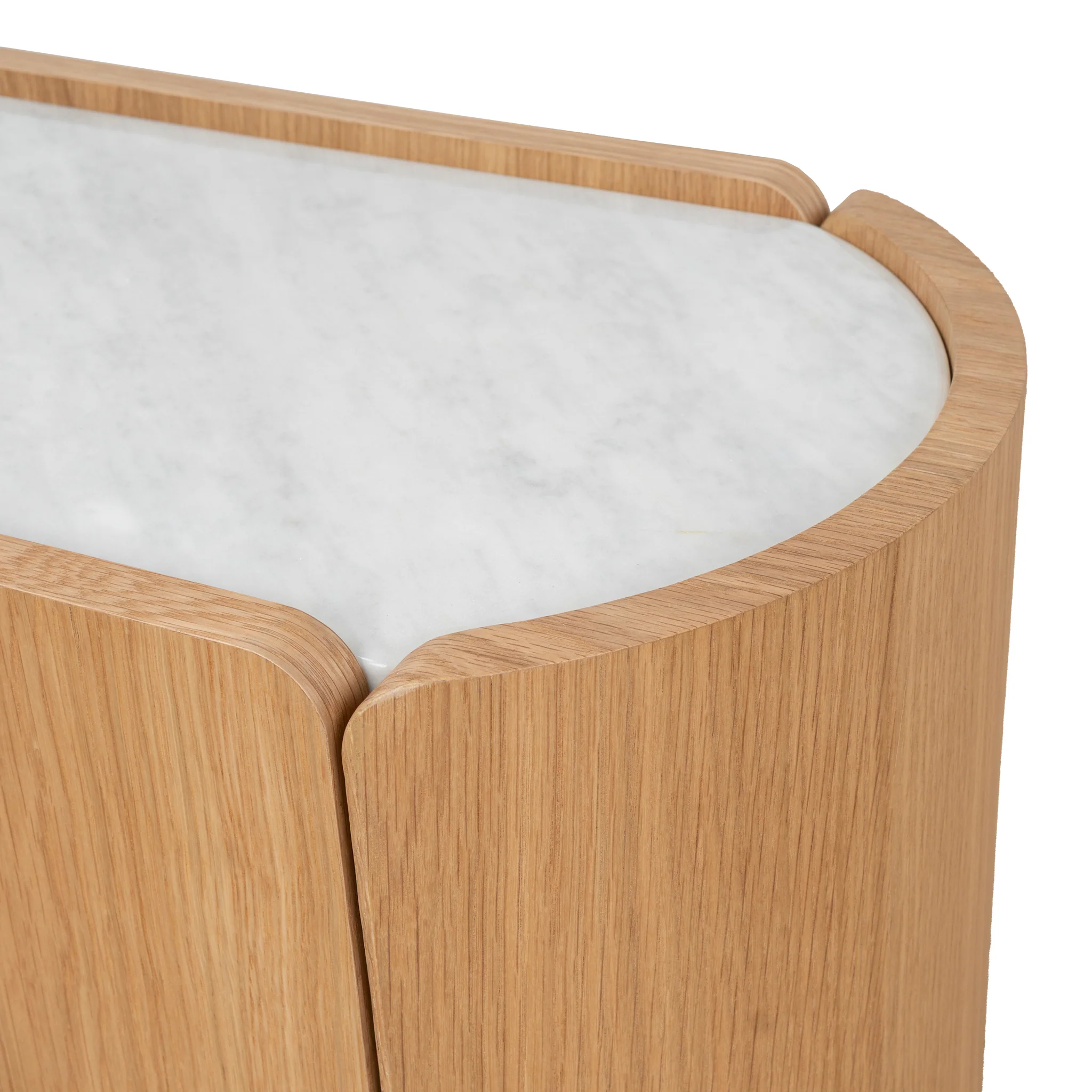 CST10300-CN 60cm Bedside Table - Natural Oak with Marble Top - Image 12