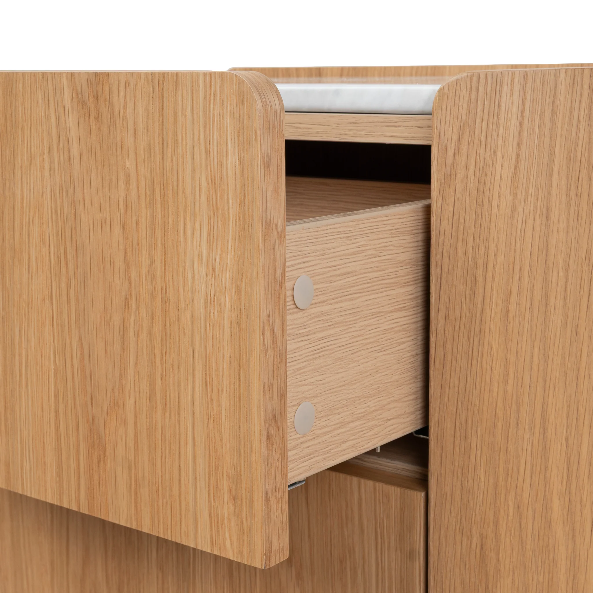 CST10300-CN 60cm Bedside Table - Natural Oak with Marble Top - Image 13